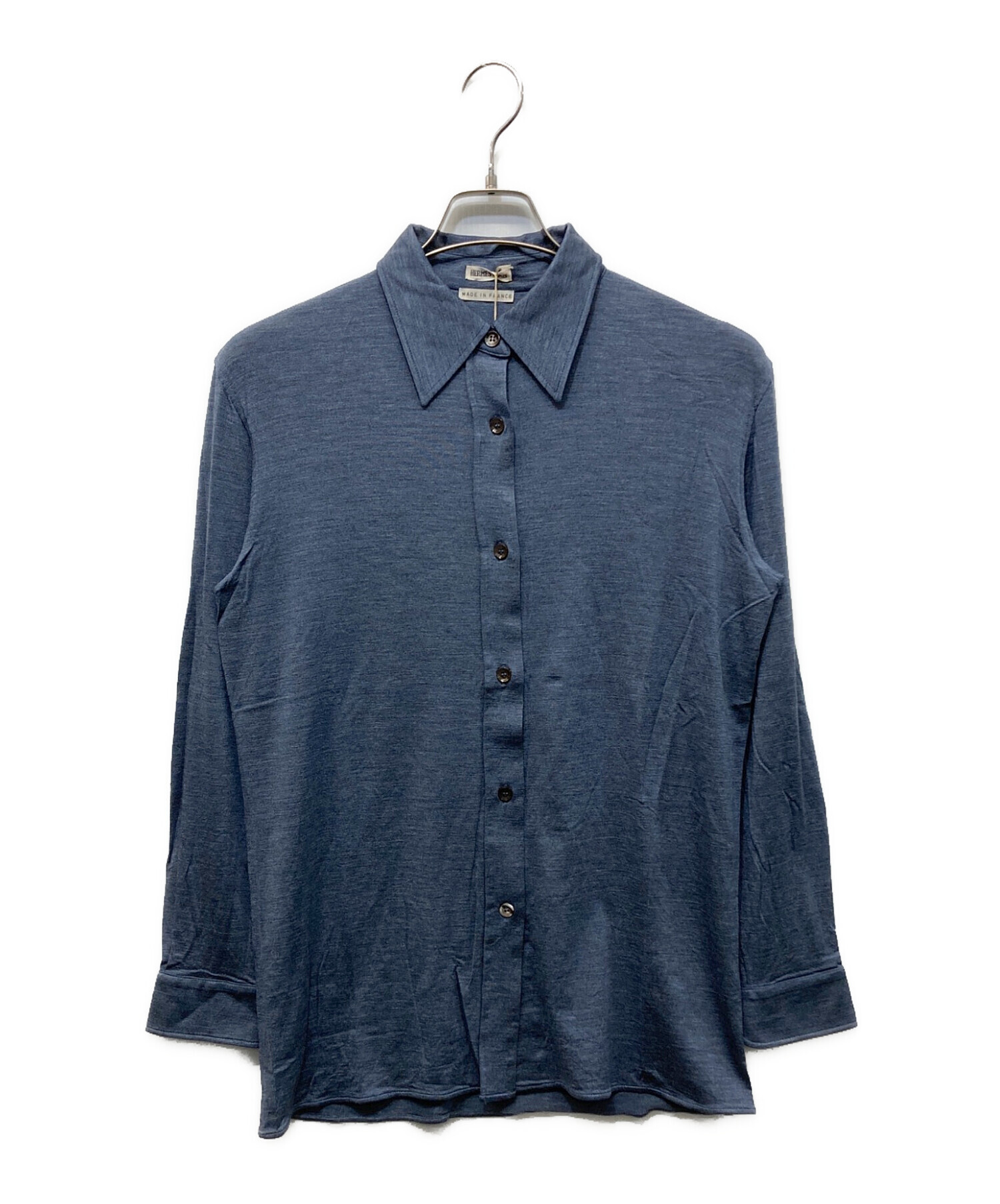 HERMES　シルクシャツ 中古・古着通販】HERMES (エルメス) シルク混シャツ ネイビー サイズ