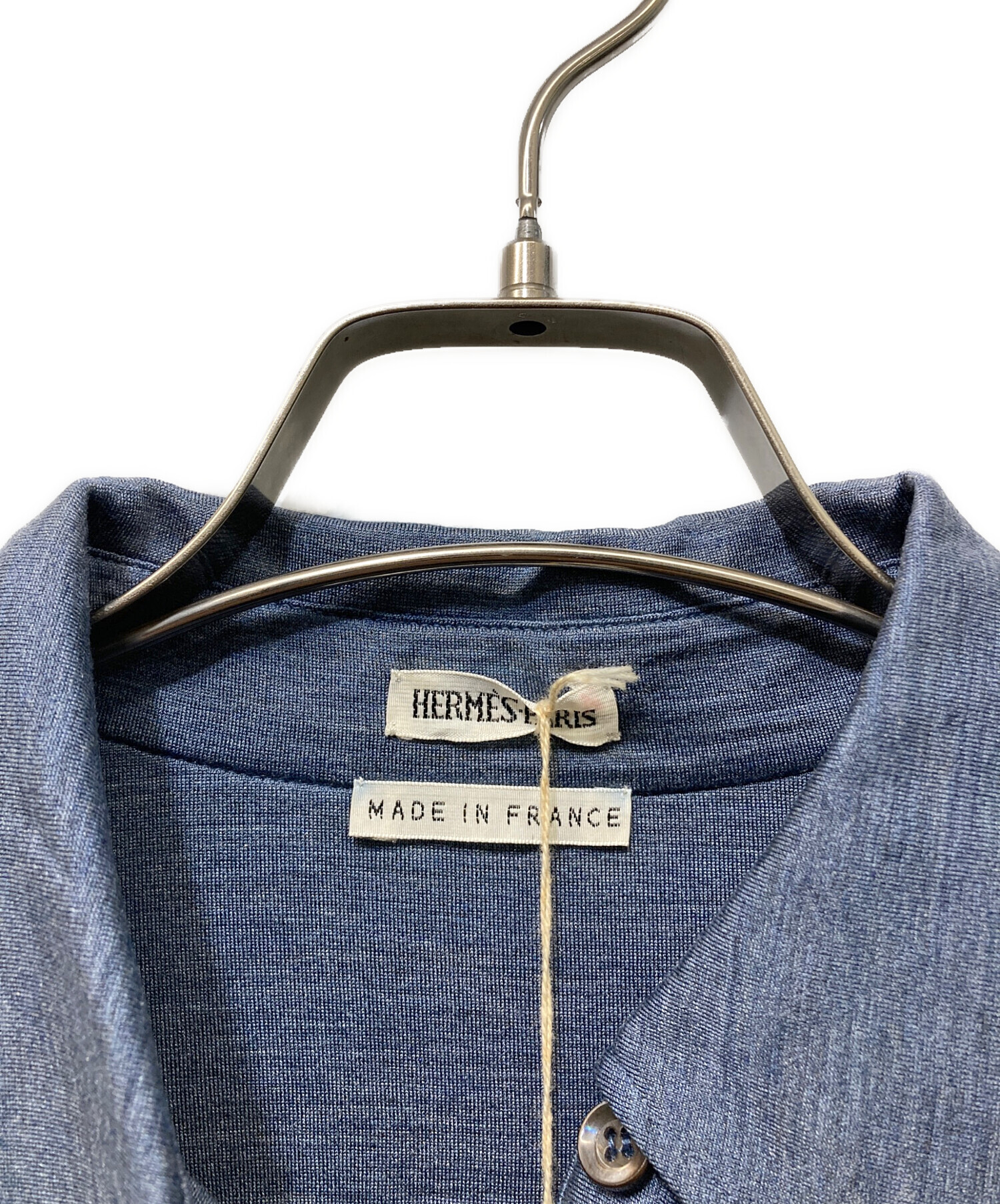 中古・古着通販】HERMES (エルメス) シルク混シャツ ネイビー サイズ 中古・古着通販】HERMES (エルメス) シルク混シャツ ネイビー サイズ