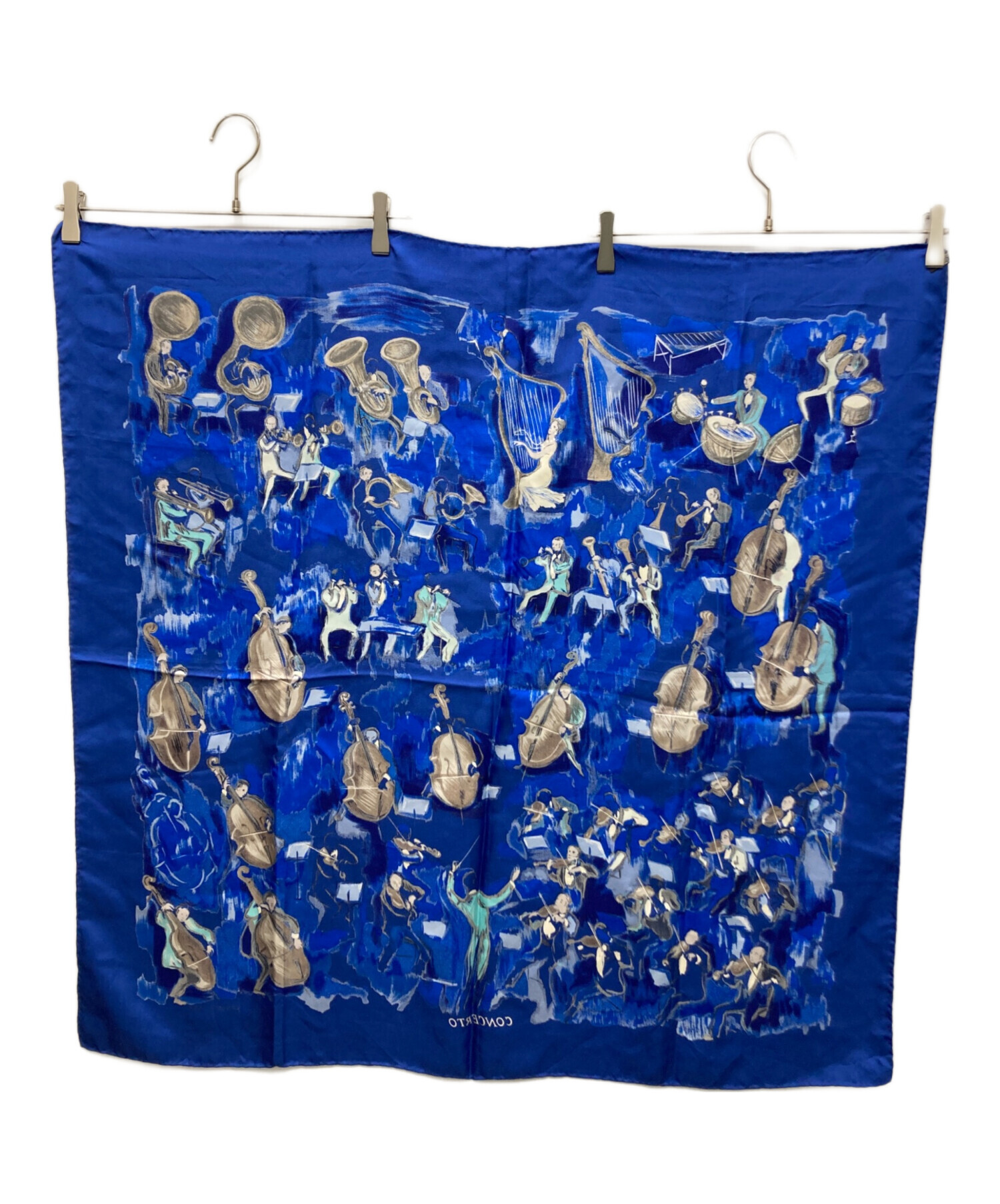 HERMES シルク スカーフ 青 中古・古着通販】HERMES (エルメス) CONCERTO 協奏曲 カレ90シルク