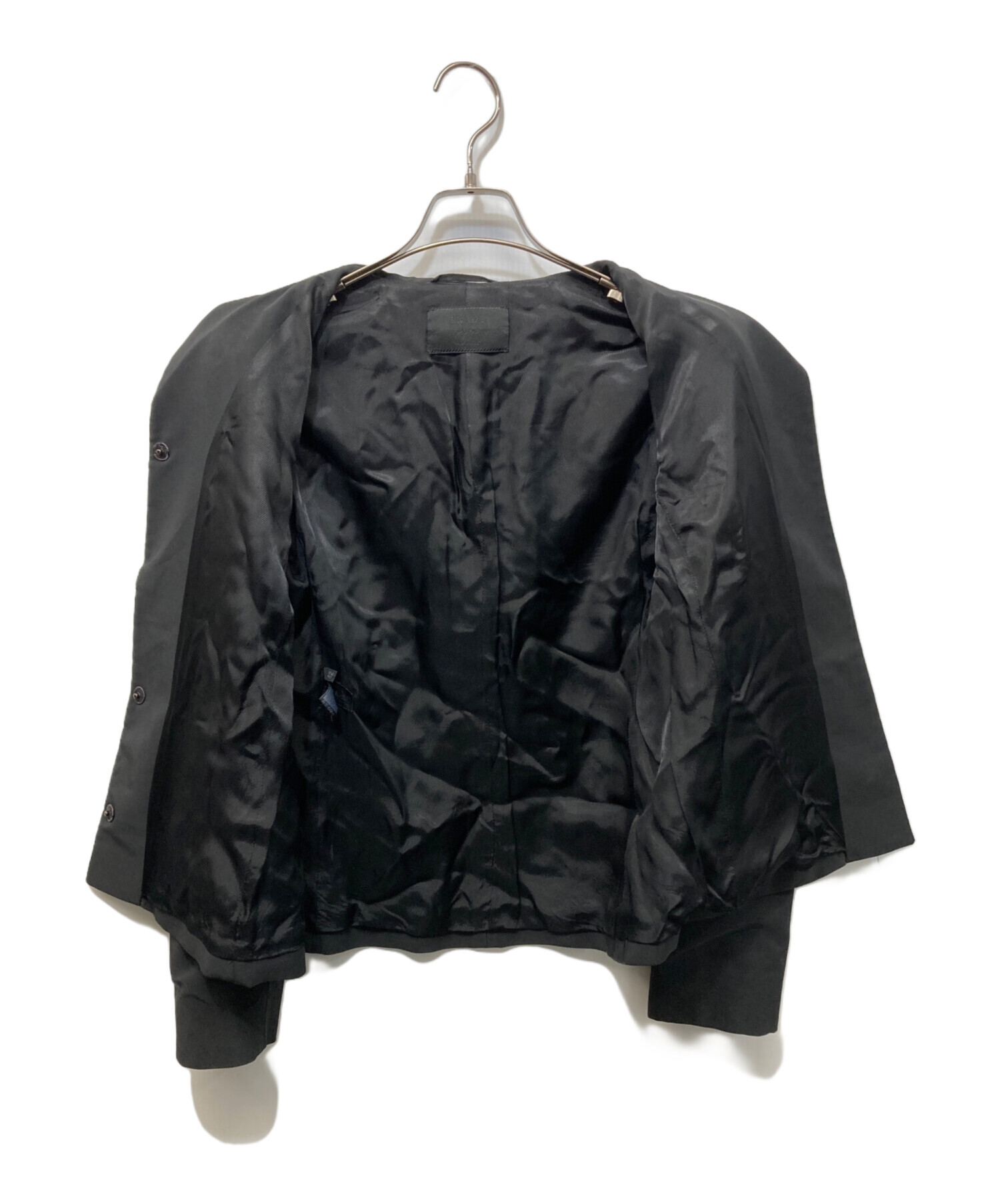 【新品未使用】PRADA ジャケット　ブラック　42 中古・古着通販】PRADA (プラダ) ロゴベルトデザインジャケット