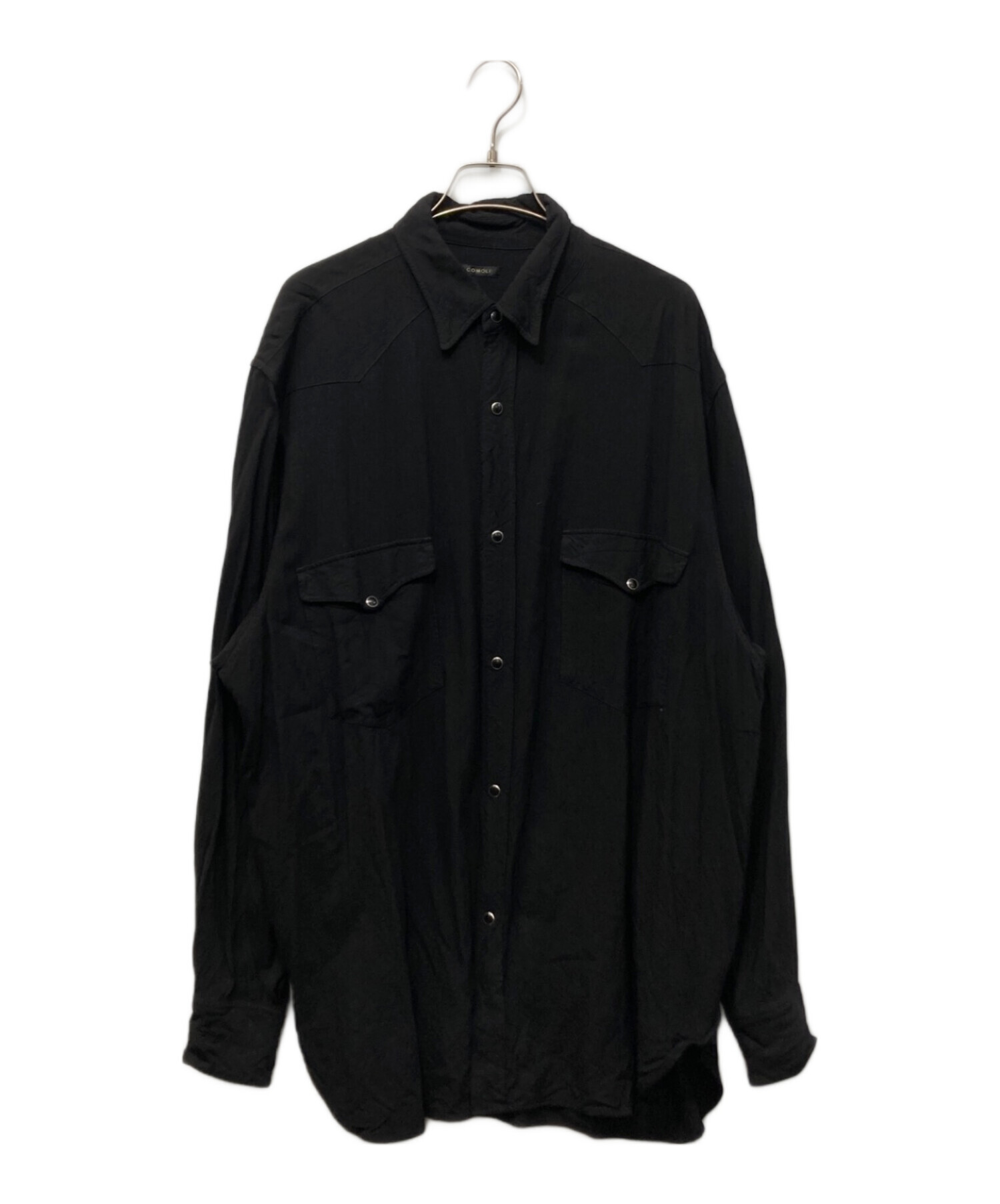 中古・古着通販】COMOLI (コモリ) レーヨン ウエスタンシャツ ブラック