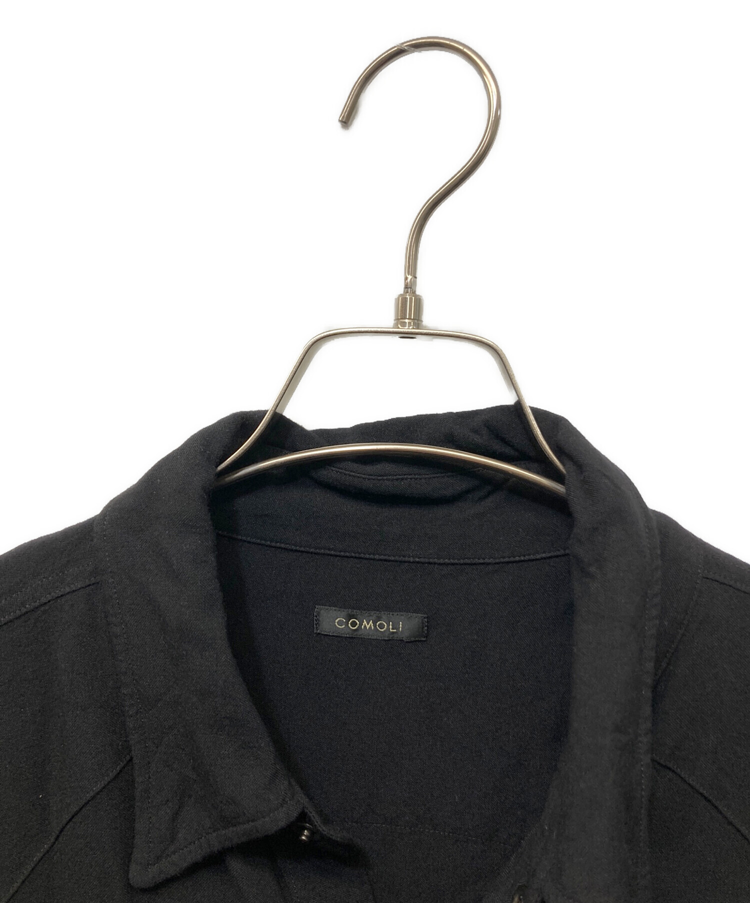 中古・古着通販】COMOLI (コモリ) レーヨン ウエスタンシャツ ブラック