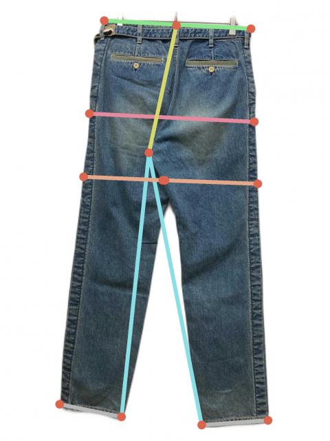 中古・古着通販】sacai (サカイ) ベルテッドワイドデニムパンツ