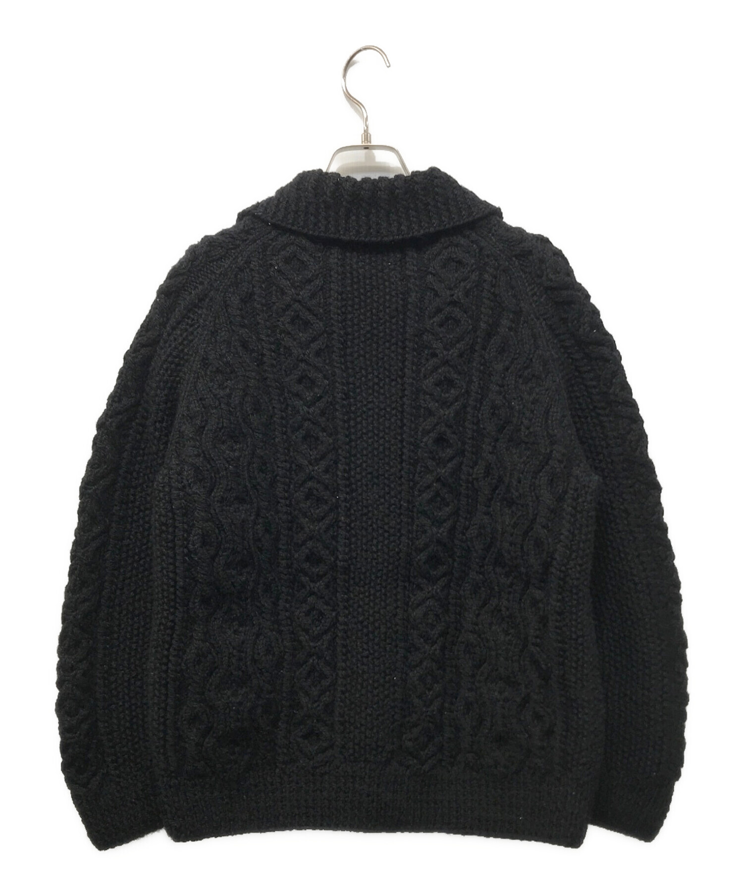 Inverallan ネイビー ケーブル編み カーディガン　３Ａ　茶タグ 最高級 INVERALLAN 茶タグ 3A 襟付き ノルディック カーディガン