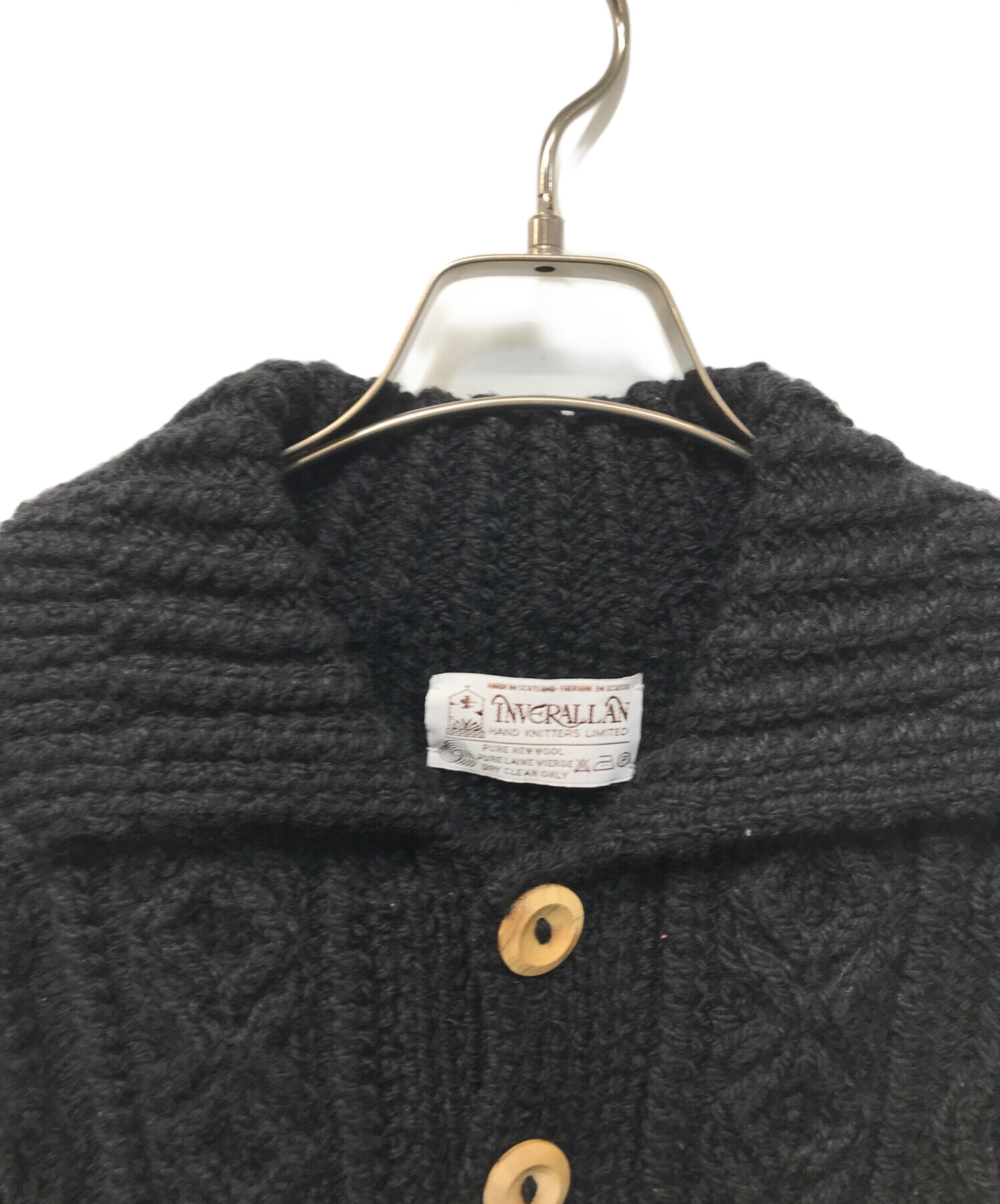 インバーアラン　ケーブル編み カーディガン　ブラック インバーアラン ケーブル編み カーディガン ブラック インバーアラン