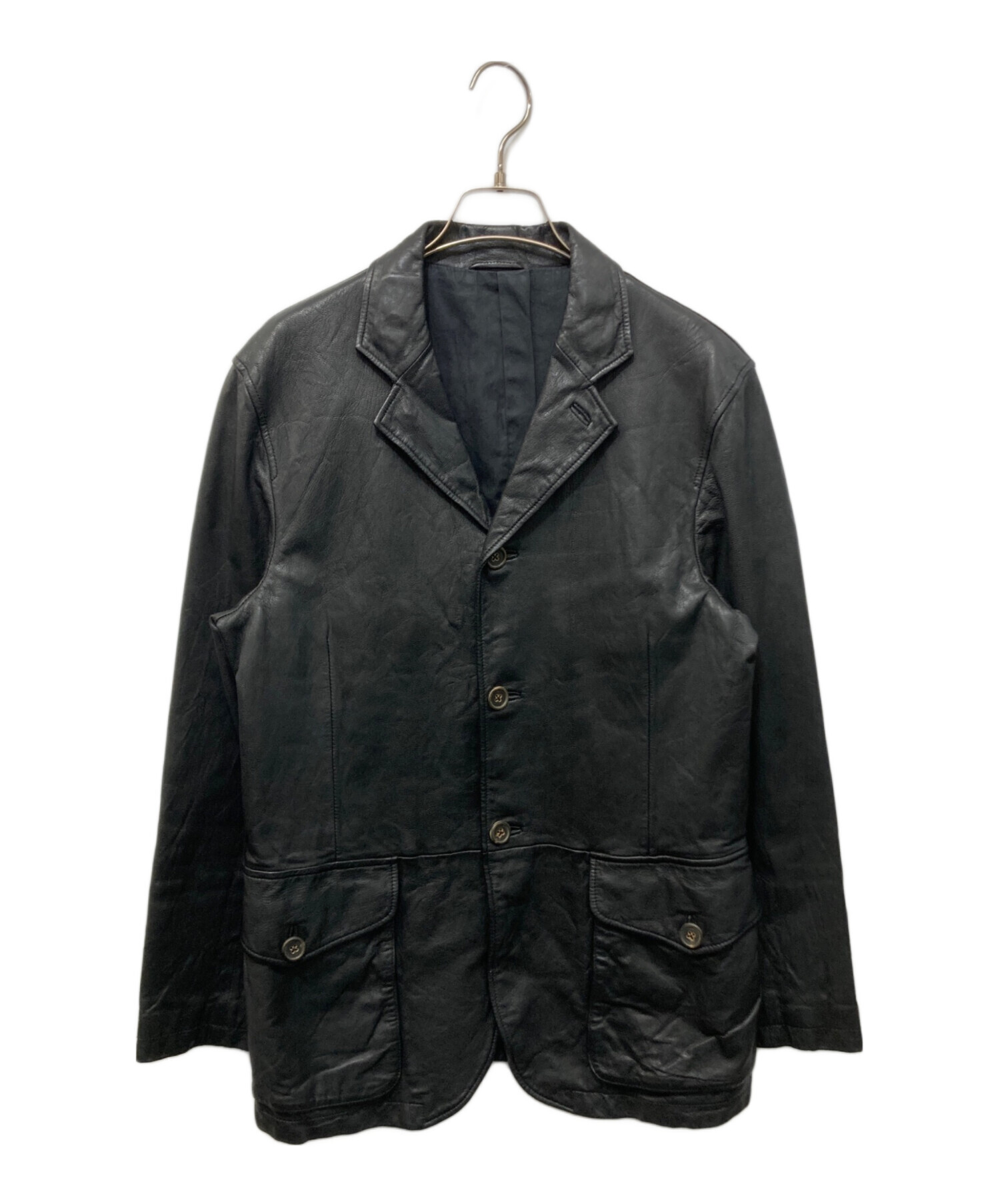 【美品】 ポールスミス ラムレザー テーラードジャケット M ブラック 3B 中古・古着通販】PAUL SMITH (ポールスミス) ラムレザー3Bジャケット