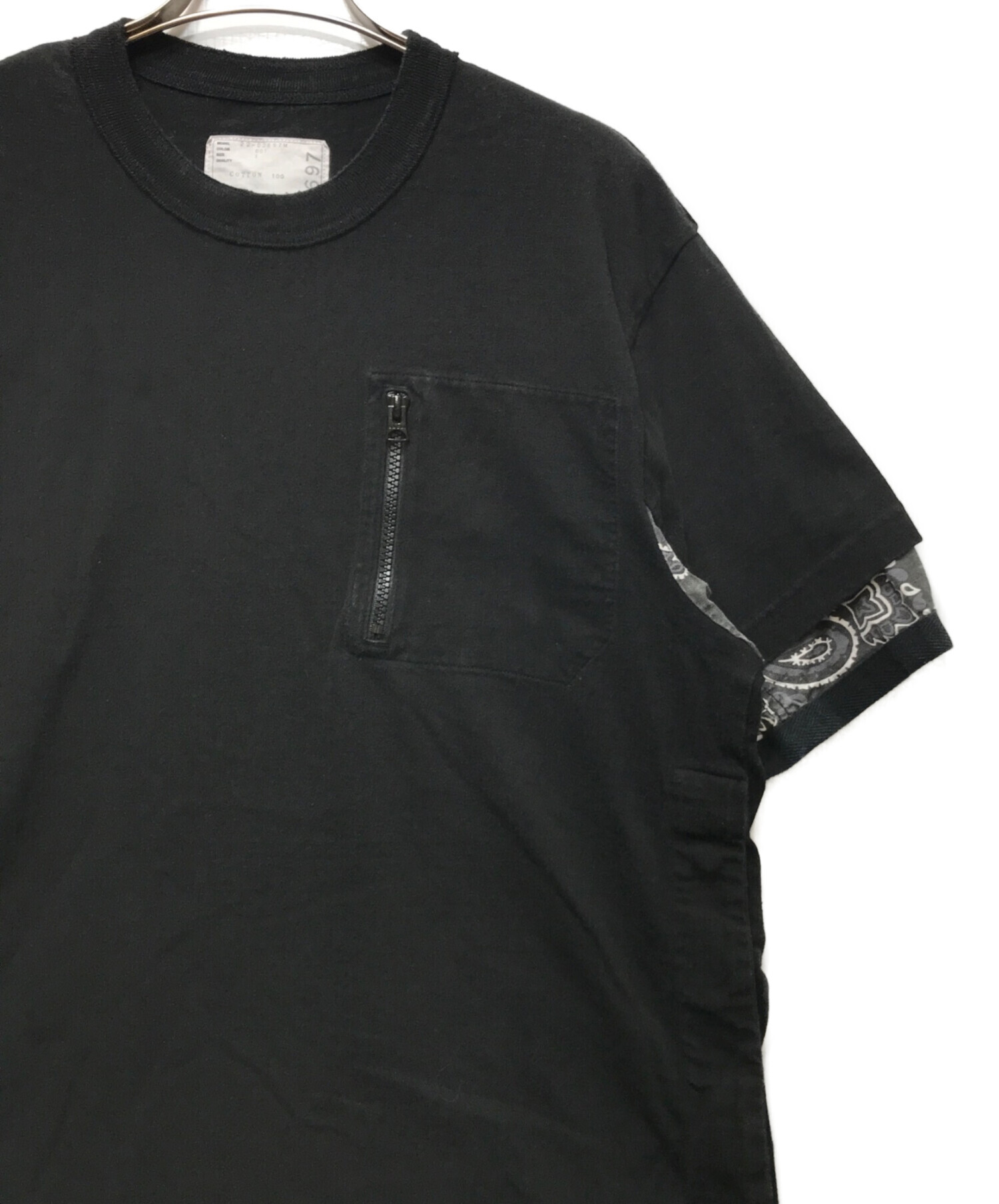 中古・古着通販】sacai (サカイ) バンダナ切替Tシャツ ブラック×グレー