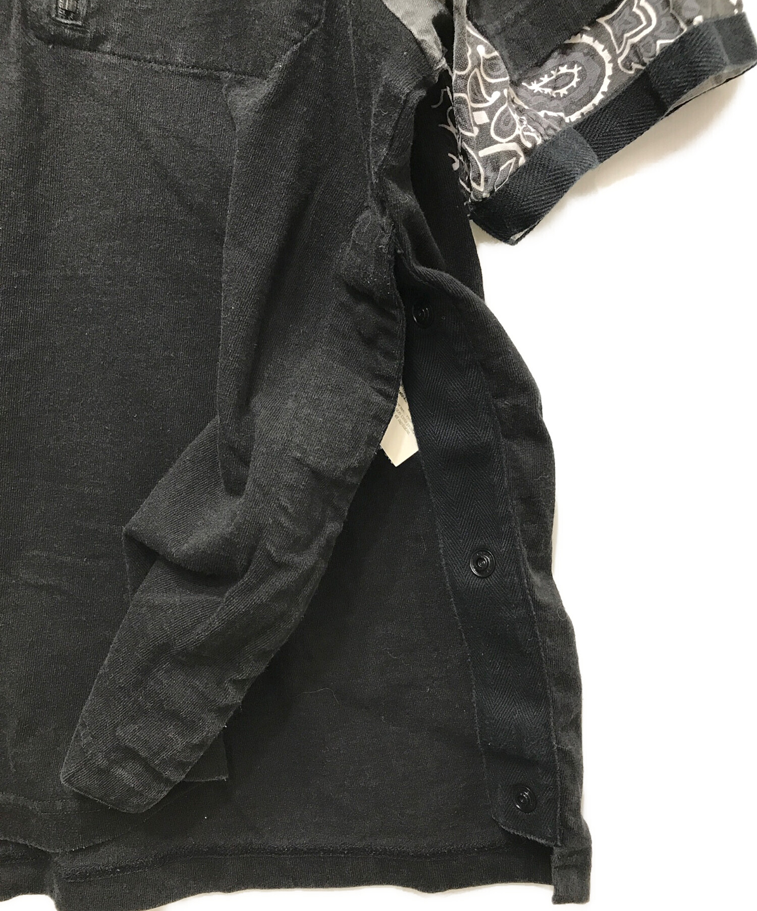 中古・古着通販】sacai (サカイ) バンダナ切替Tシャツ ブラック×グレー