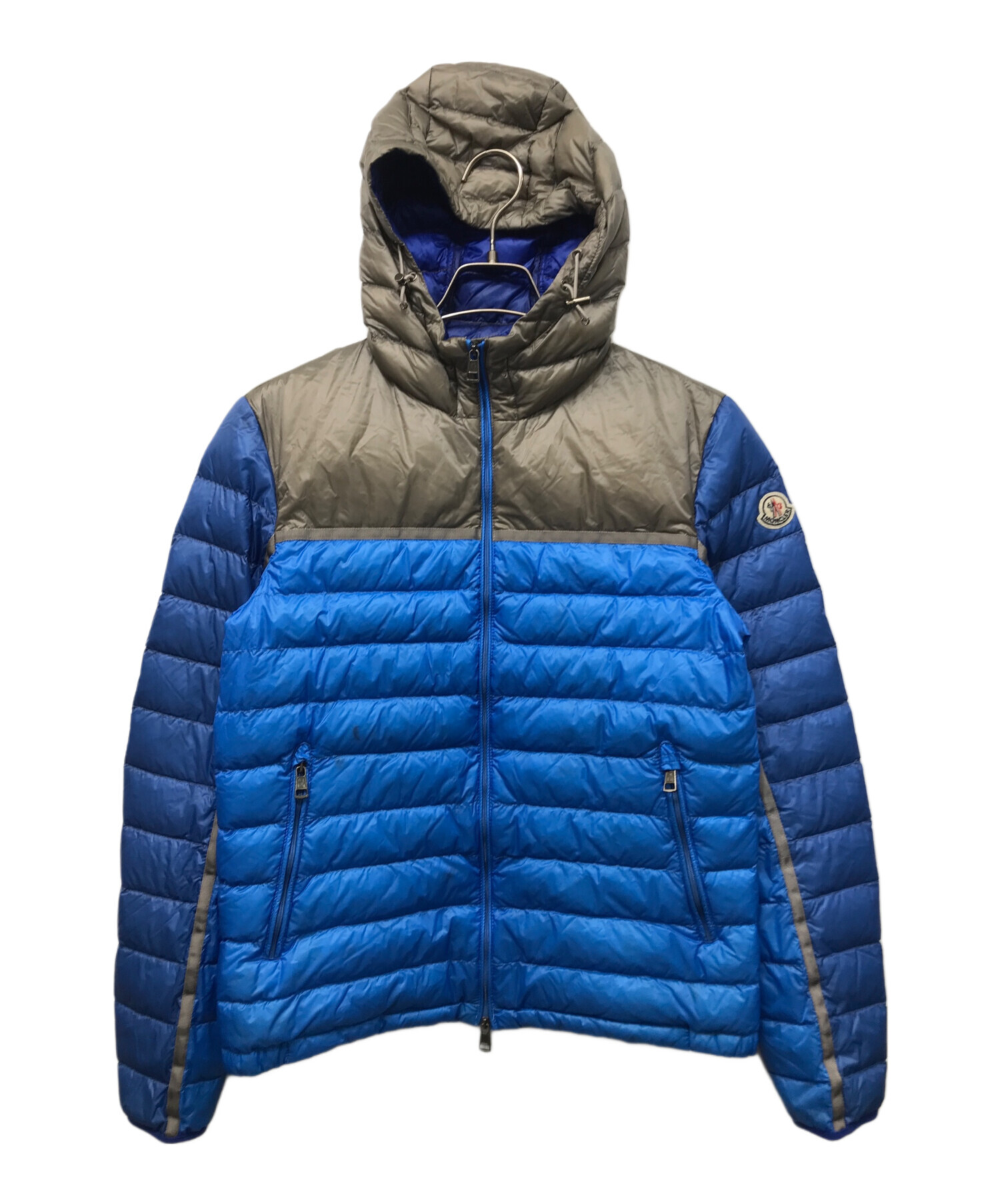 【美品】モンクレール　ファー付きダウン2Y (90-100cm)ライトブルー モンクレール MONCLER ダウン ダウンジャケット キッズ ファー フード