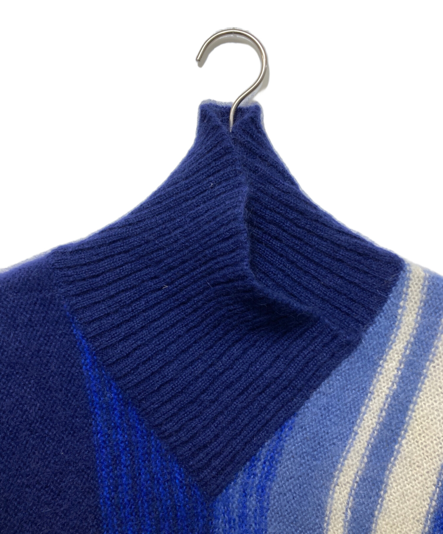 オムプリッセ イッセイミヤケ　ブルー　ウール100% ハイネックニット 中古・古着通販】ISSEY MIYAKE (イッセイミヤケ) 80sハイネックニット