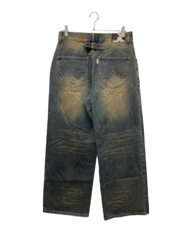 BADWAY Studs straight denim pants BADWAY Grunge studs wide denim