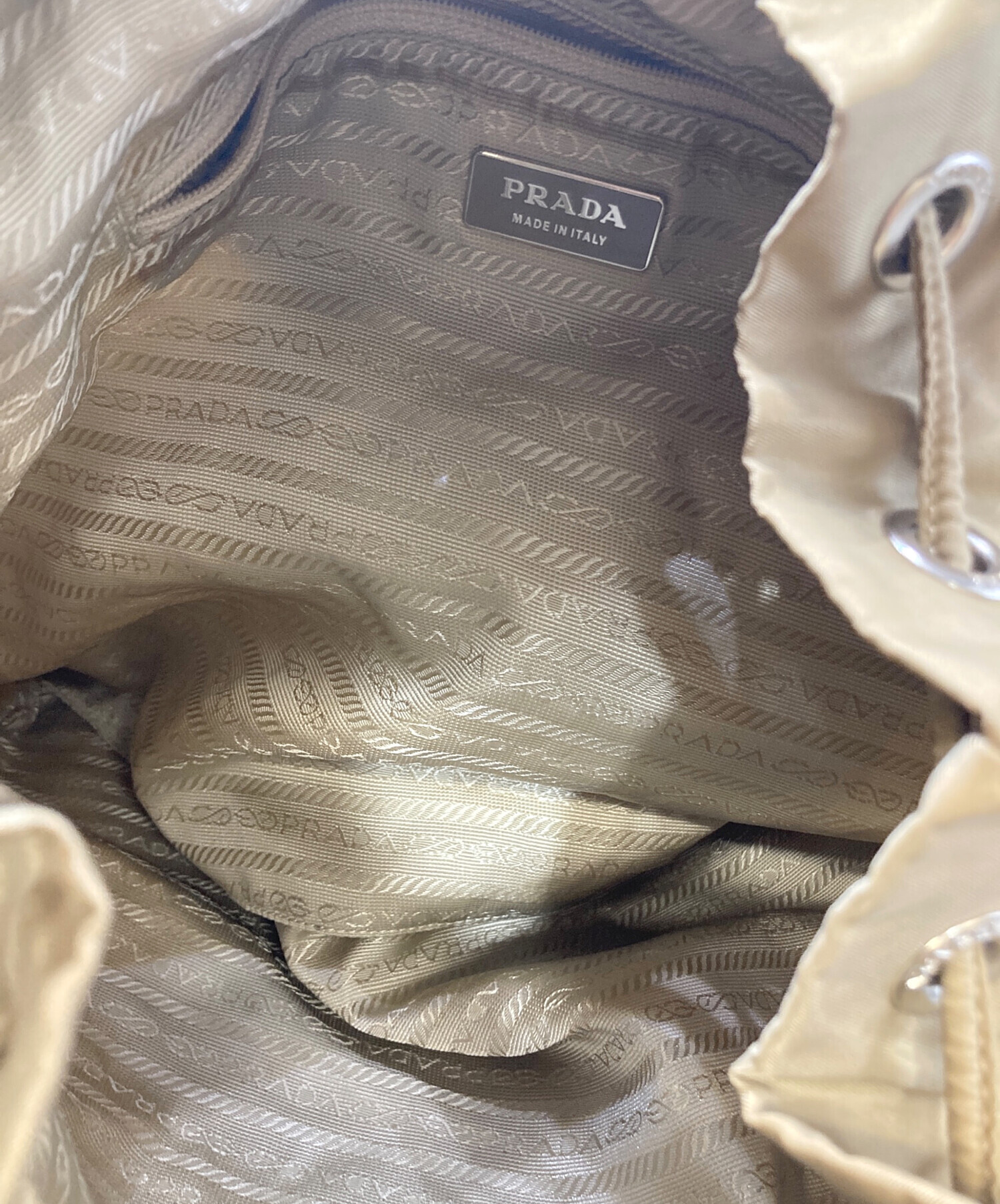 中古・古着通販】PRADA (プラダ) ナイロンミニリュック ベージュ 
