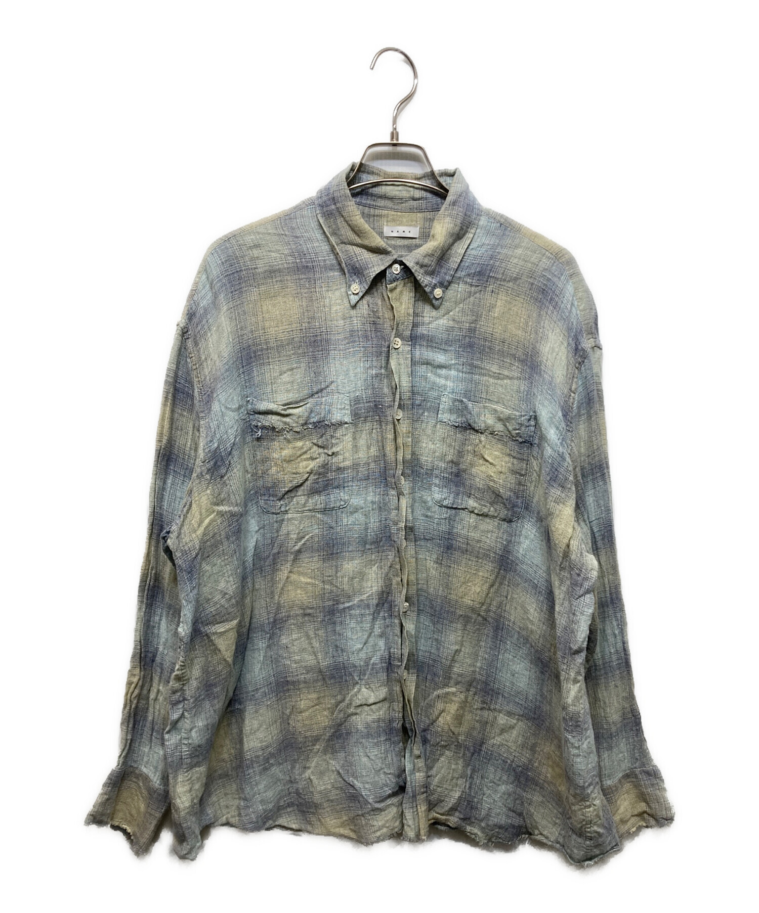 中古・古着通販】Name. (ネーム) LINEN CHECK REGULAR BUTTON DOWN