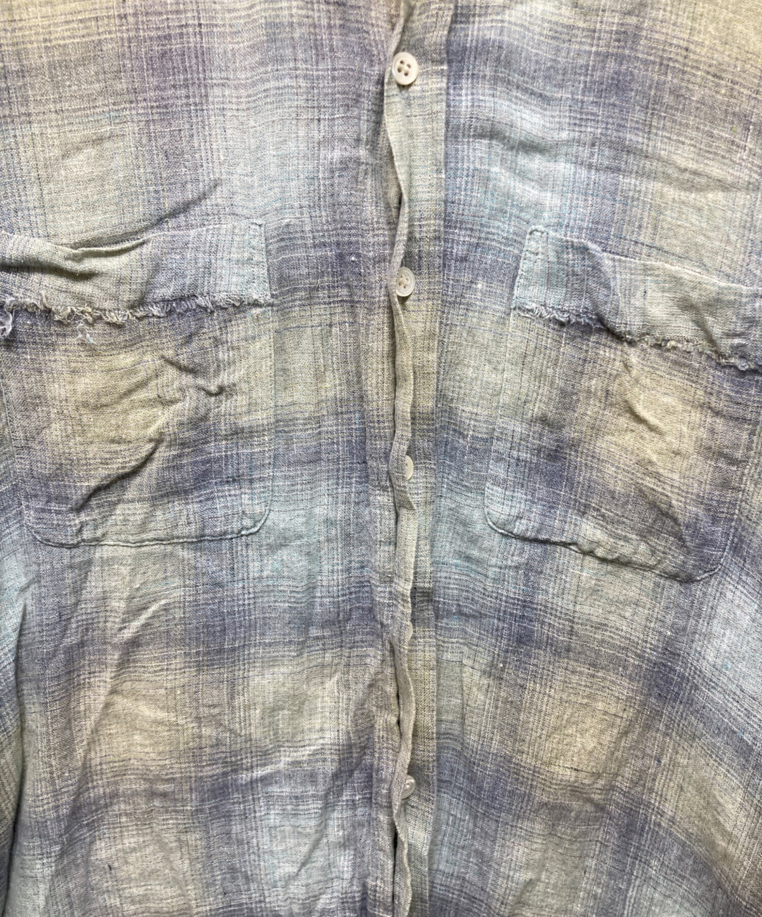 中古・古着通販】Name. (ネーム) LINEN CHECK REGULAR BUTTON DOWN