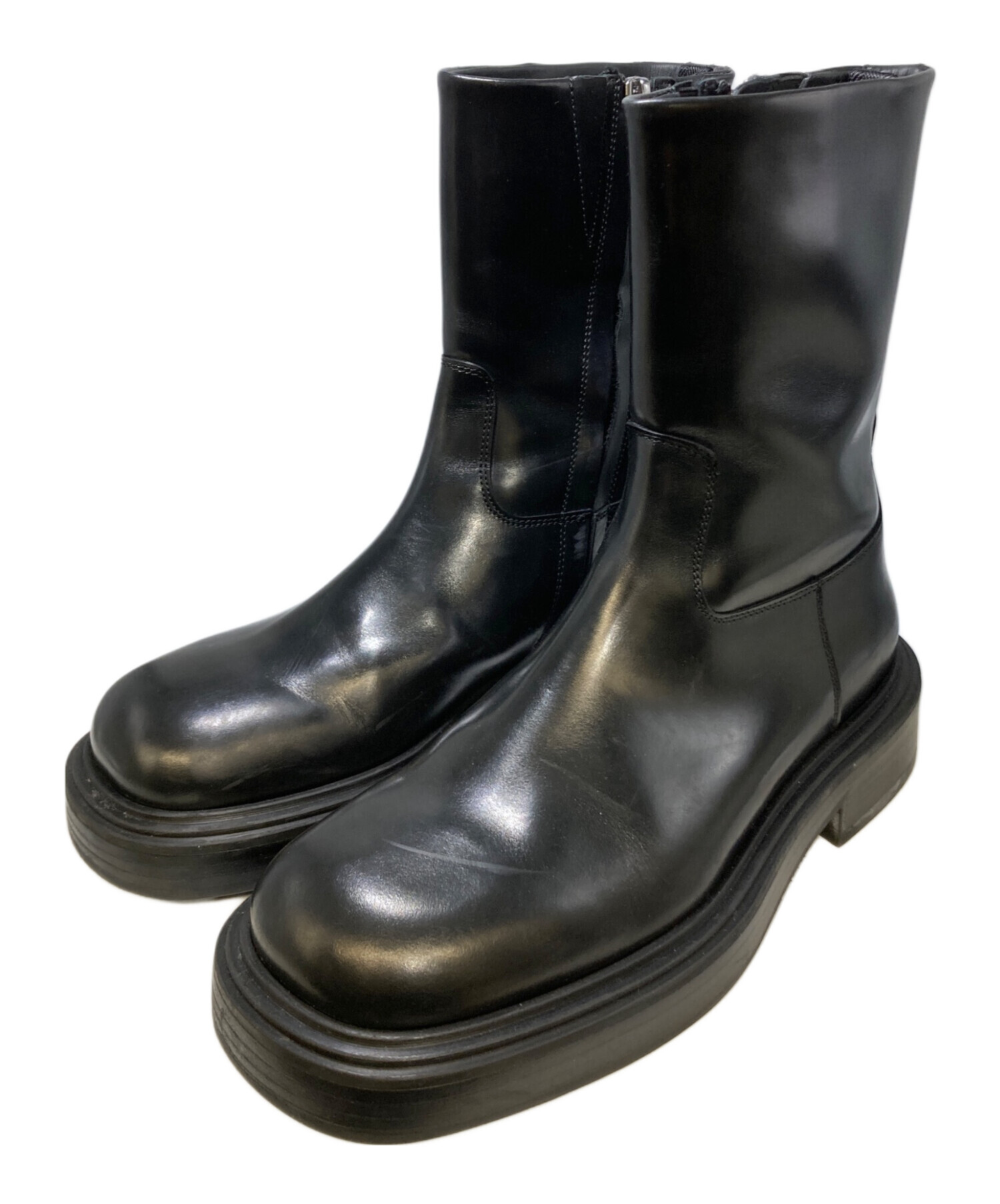 中古・古着通販】Ferragamo (フェラガモ) サイドジップブーツ ブラック