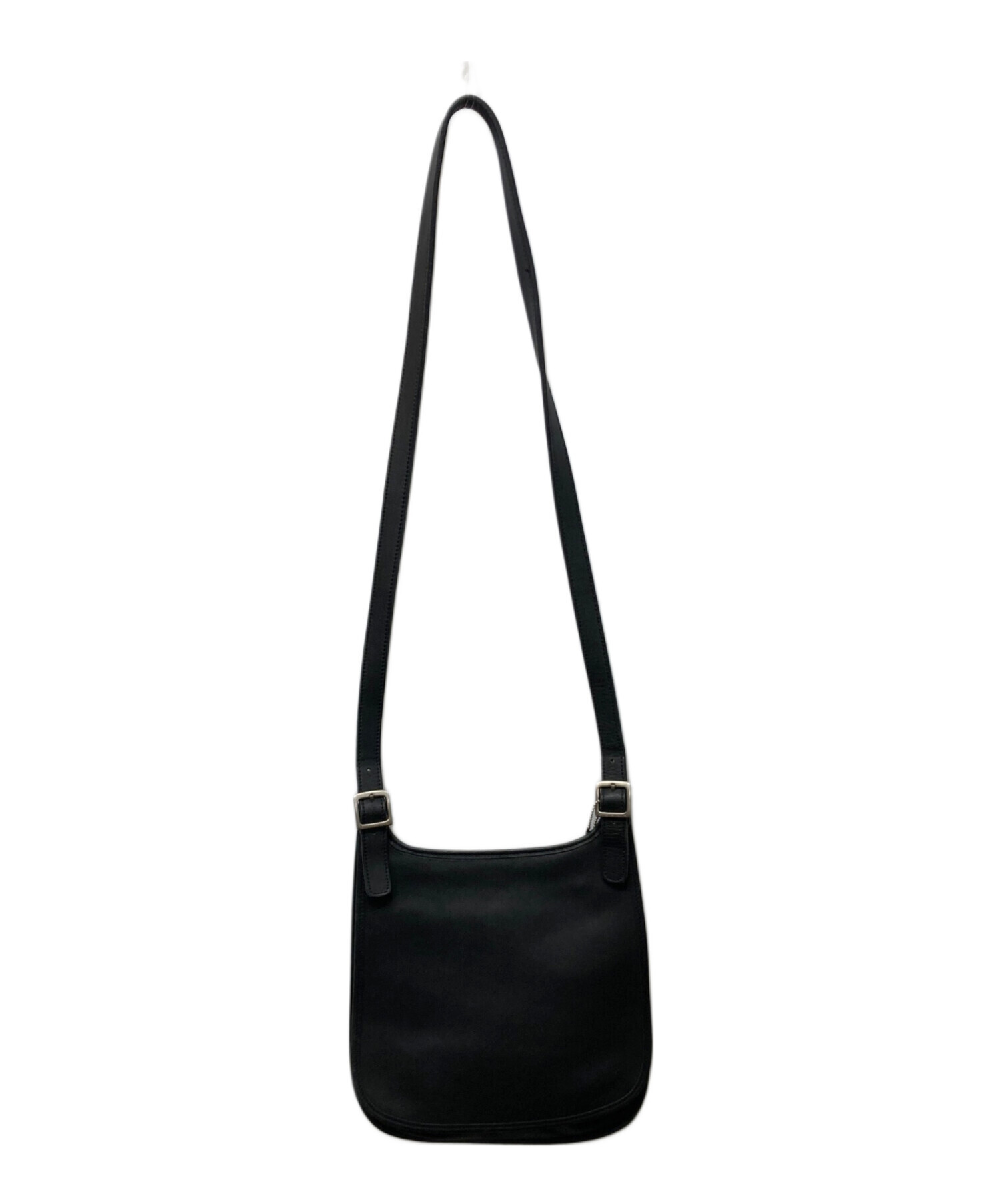 美品 COACH コーチ シュリンクレザー ショルダーウォレット ショルダーバッグ ブラック レディース 古着 中古 USED 中古・古着通販】COACH (コーチ) フラップレザーショルダーバッグ