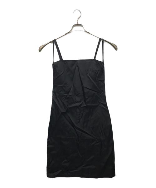 プラダPRADAホルターネックブラックキャミワンピース バックジッパー 中古・古着通販】PRADA (プラダ) トライアングルロゴキャミワンピース