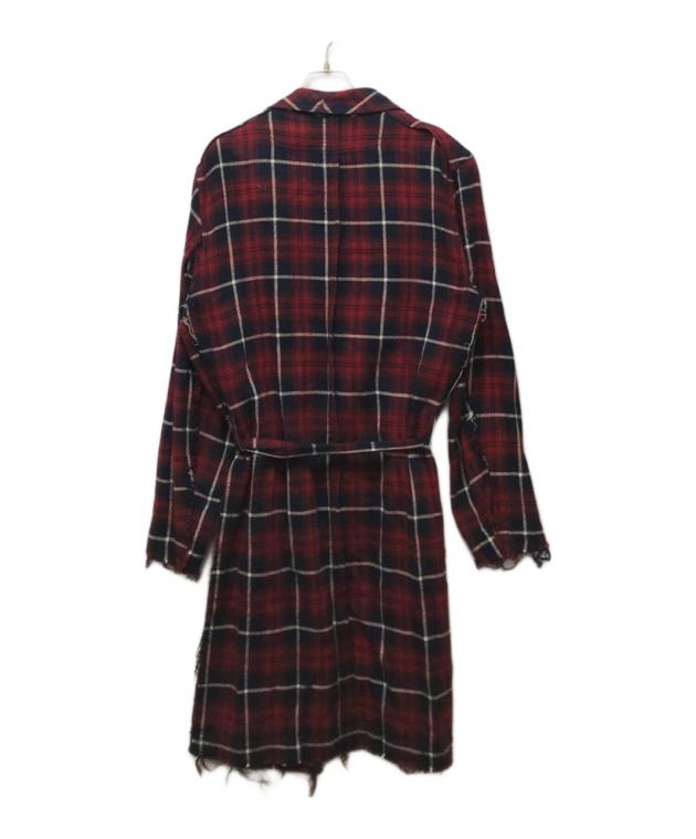 アンダーカバー　タータンチェック　ネル　ステンカラーコート ブルー×レッド 中古・古着通販】UNDERCOVER (アンダーカバー) Slash Magazine期