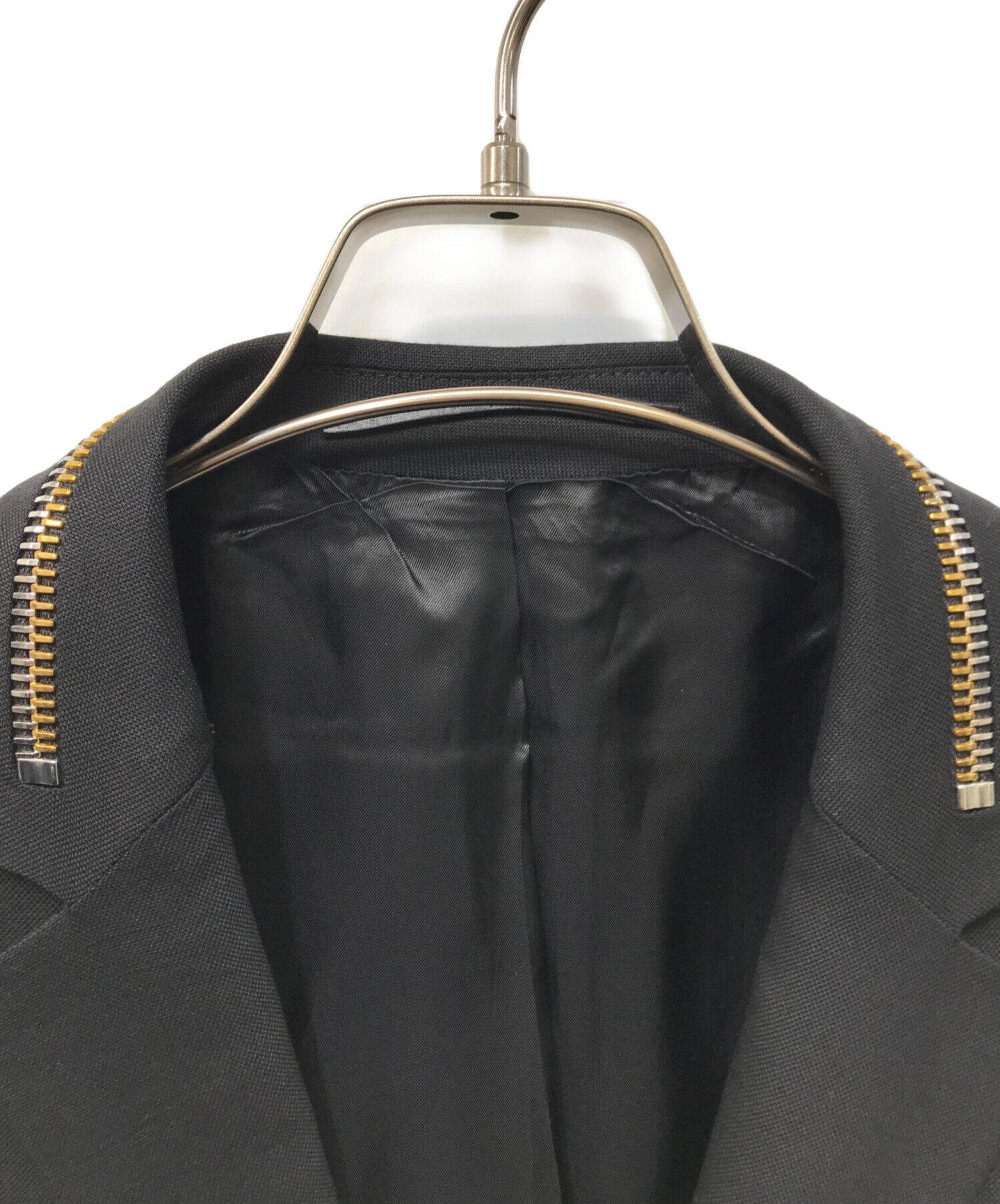 ジバンシィ テーラードジャケット デニム 金ボタン 00 y2k ブラック 中古・古着通販】GIVENCHY (ジバンシィ) ジップデザイン2Bジャケット