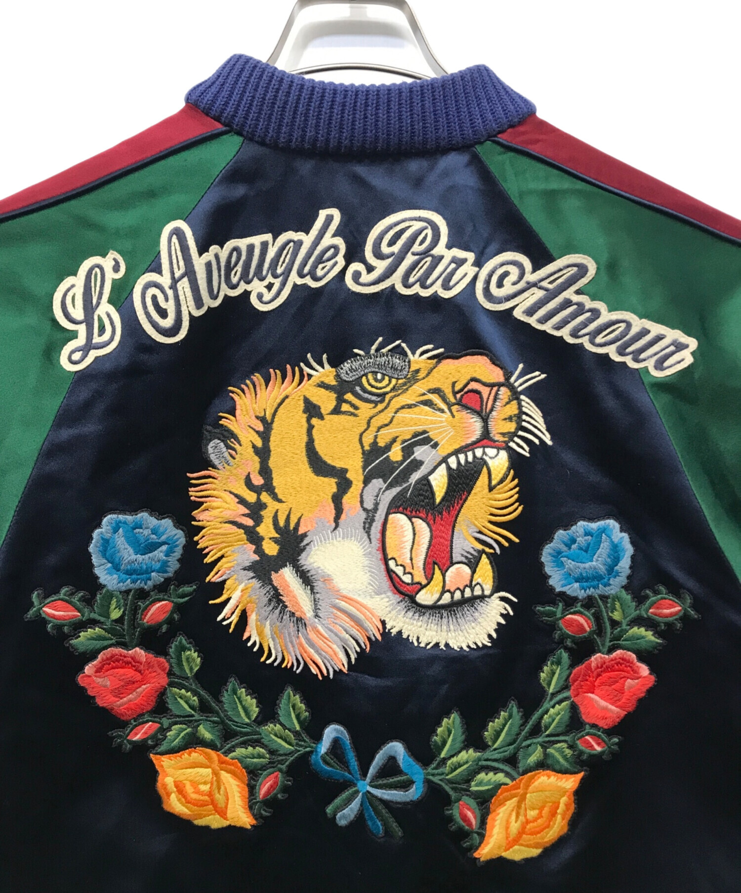 中古・古着通販】GUCCI (グッチ) タイガー刺繍スカジャン ブルー