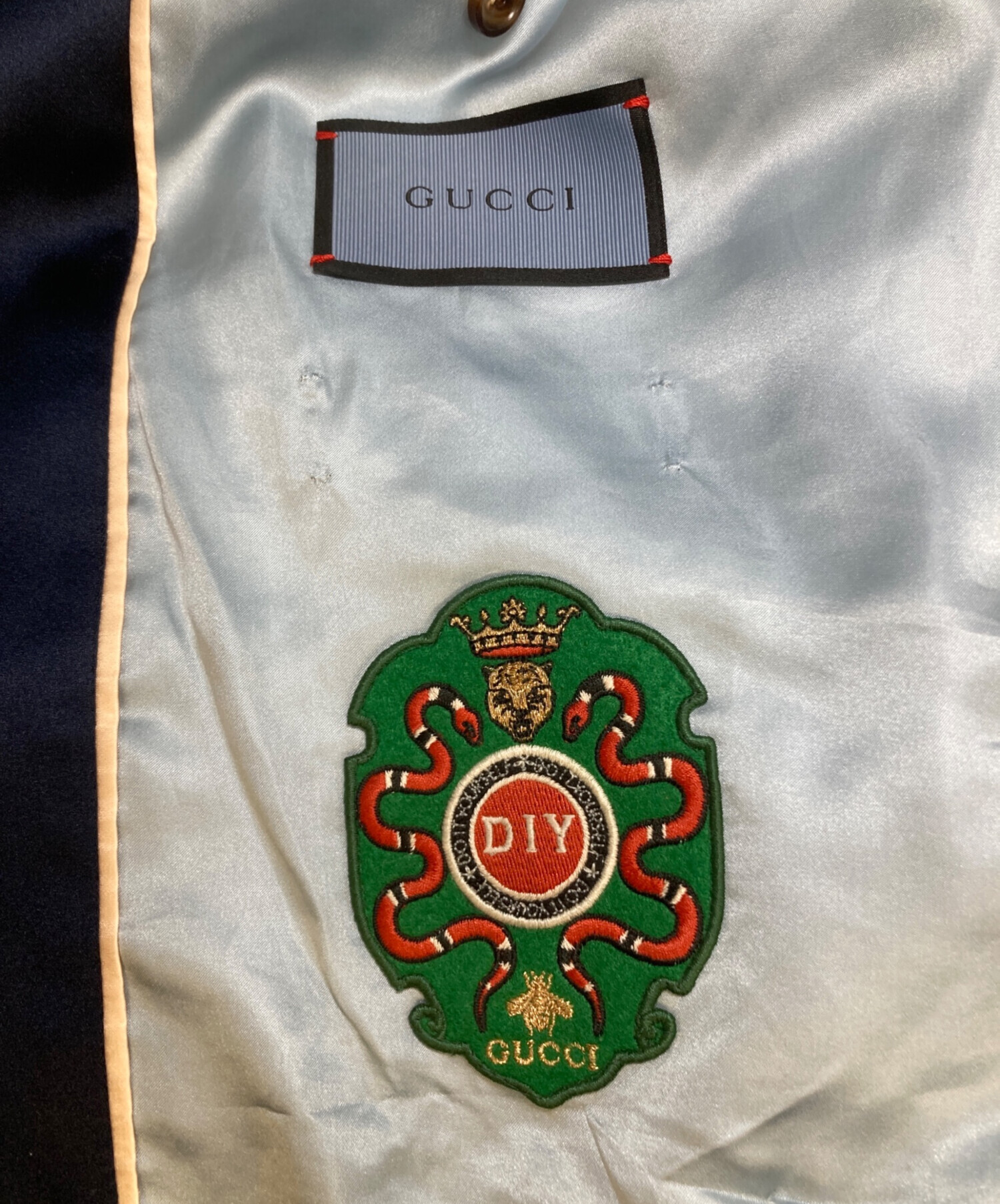 中古・古着通販】GUCCI (グッチ) タイガー刺繍スカジャン ブルー