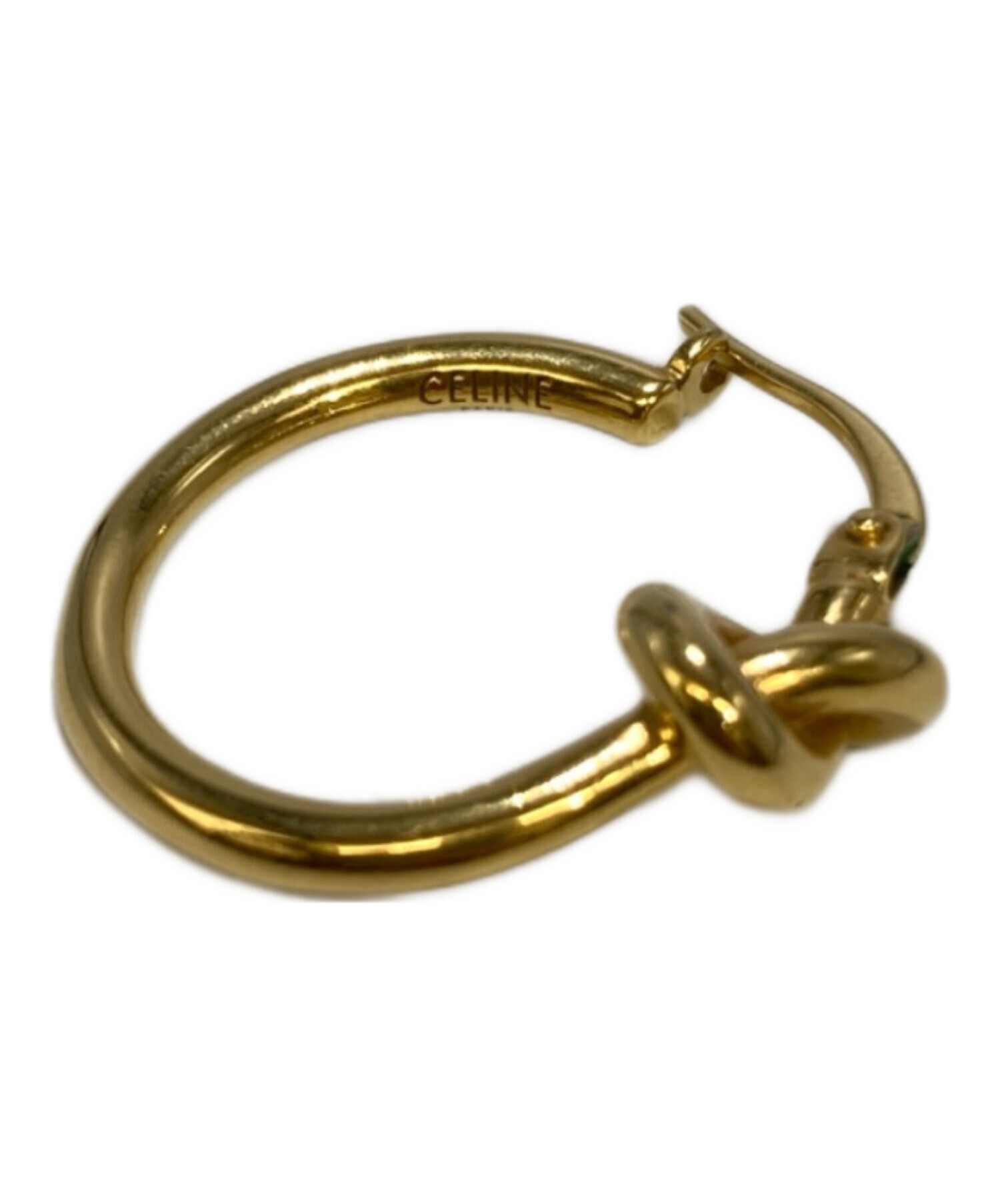 【チャイ】CELINE セリーヌ ノット フープ ピアス 片耳 ゴールド 中古・古着通販】CELINE (セリーヌ) ノット GP フープピアス ゴールド