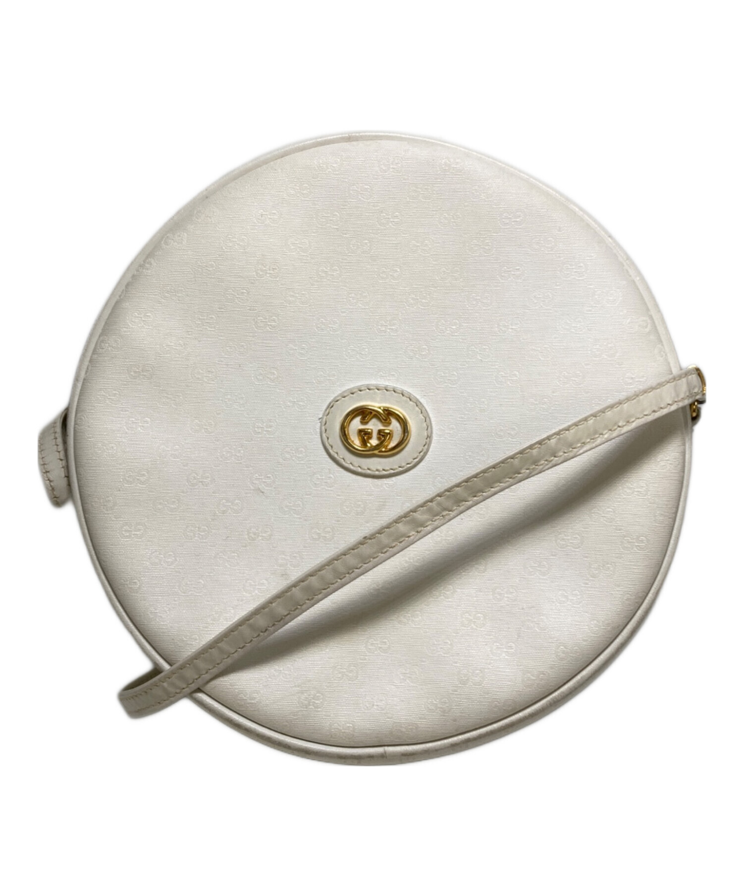 中古・古着通販】GUCCI (グッチ) ラウンドショルダーバッグ ホワイト 