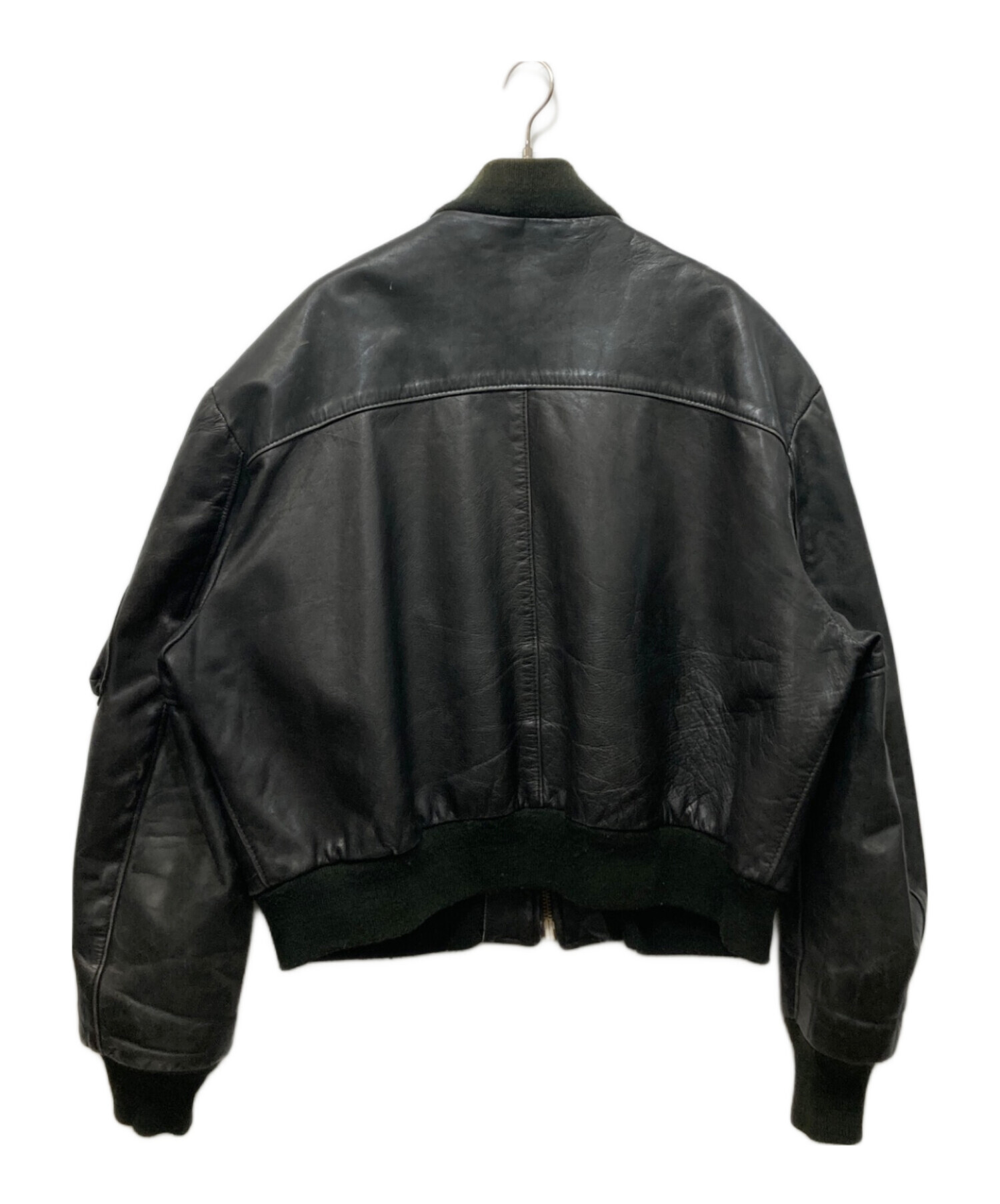 中古・古着通販】Schott (ショット) レザーMA-1ジャケット ブラック 