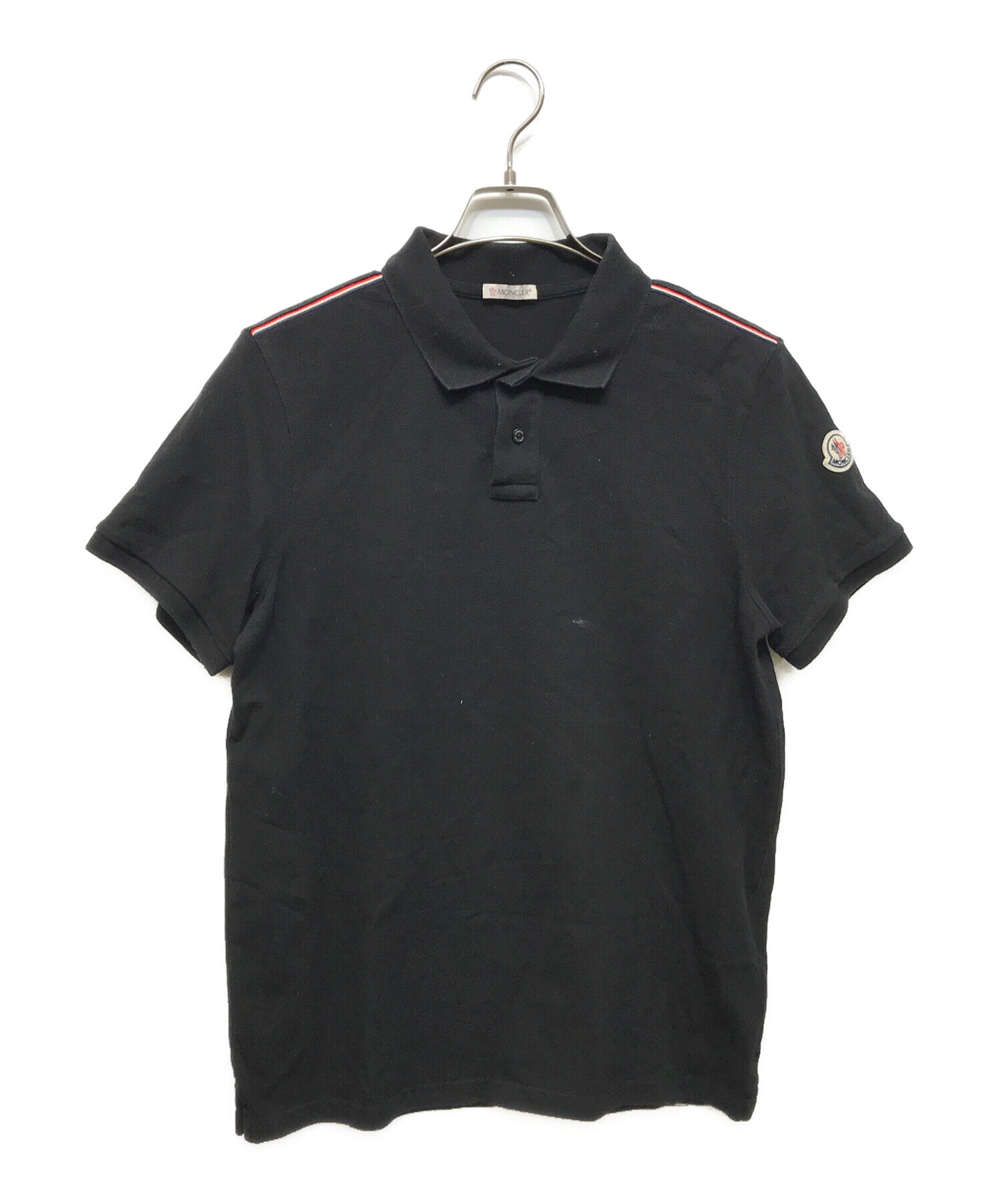 【美品】MONCLER ブラック ポロシャツ ブラック ポロシャツ : Tシャツ＆ポロシャツ 向けの メンズ | モンクレール