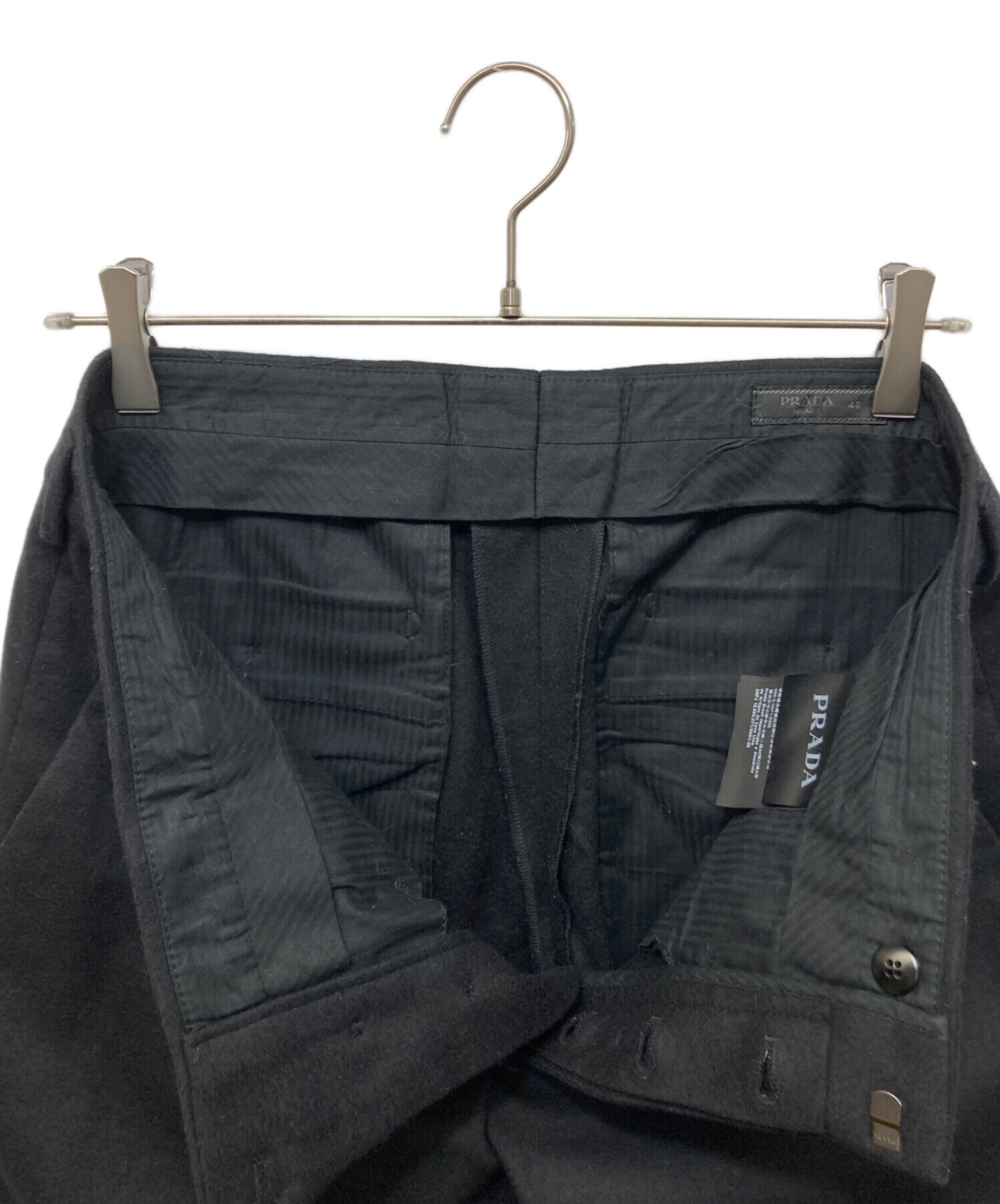 中古・古着通販】PRADA (プラダ) ウールスラックス ブラック サイズ:46