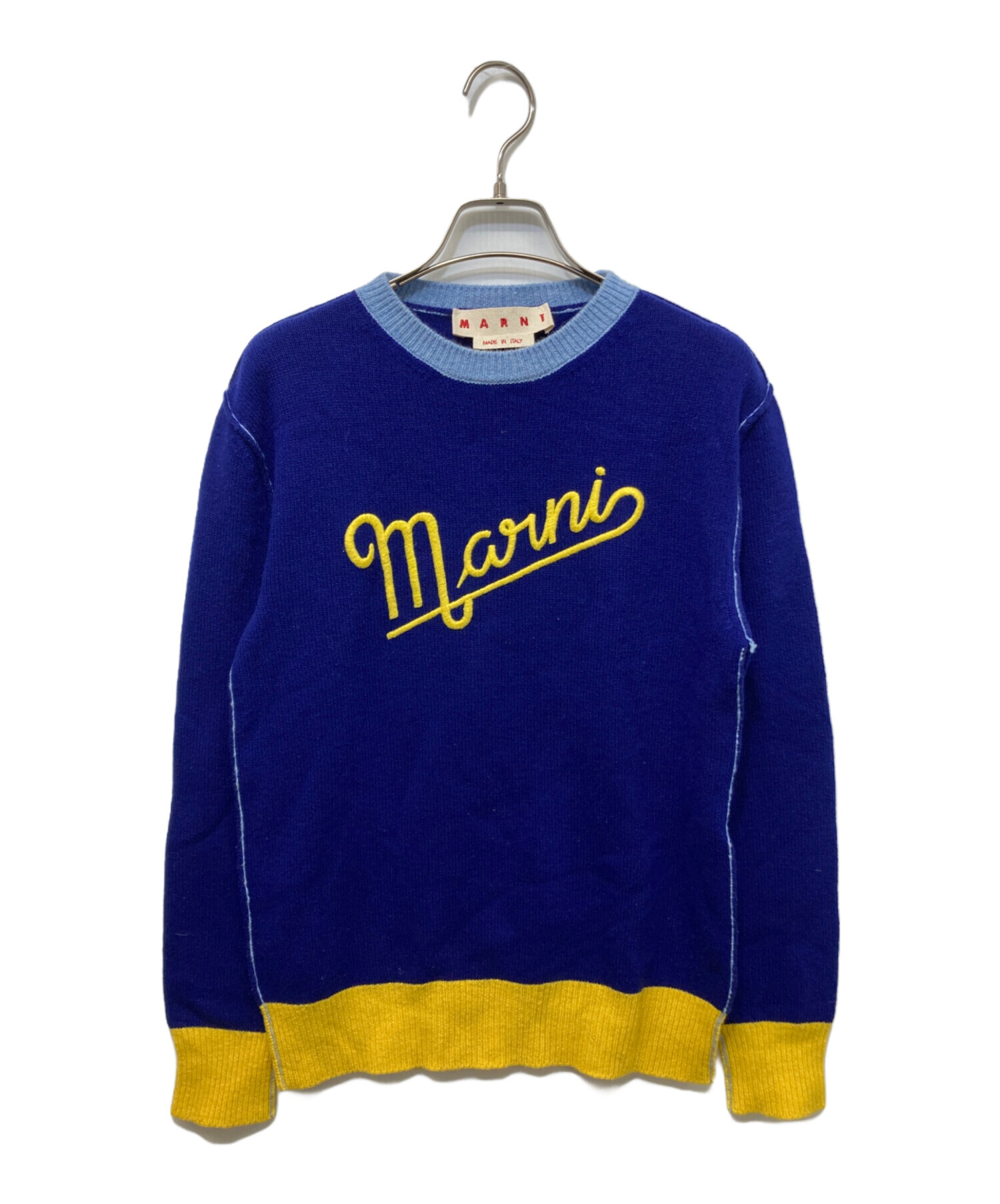 中古・古着通販】MARNI (マルニ) ラウンドネックロゴセーター ブルー