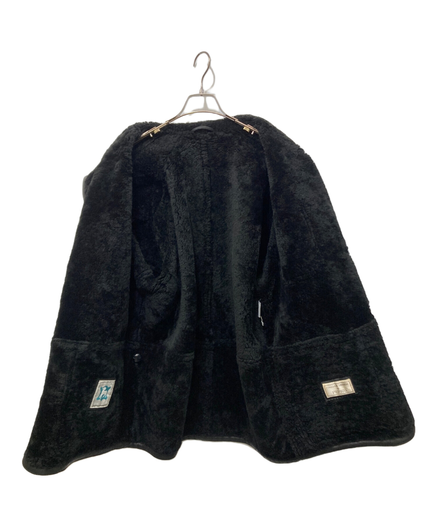 【美品】PEPKO ムートンジャケット レザージャケット 羊革 黒 M 中古・古着通販】PEPKO (ペプコ) ムートンレザージャケット ブラック