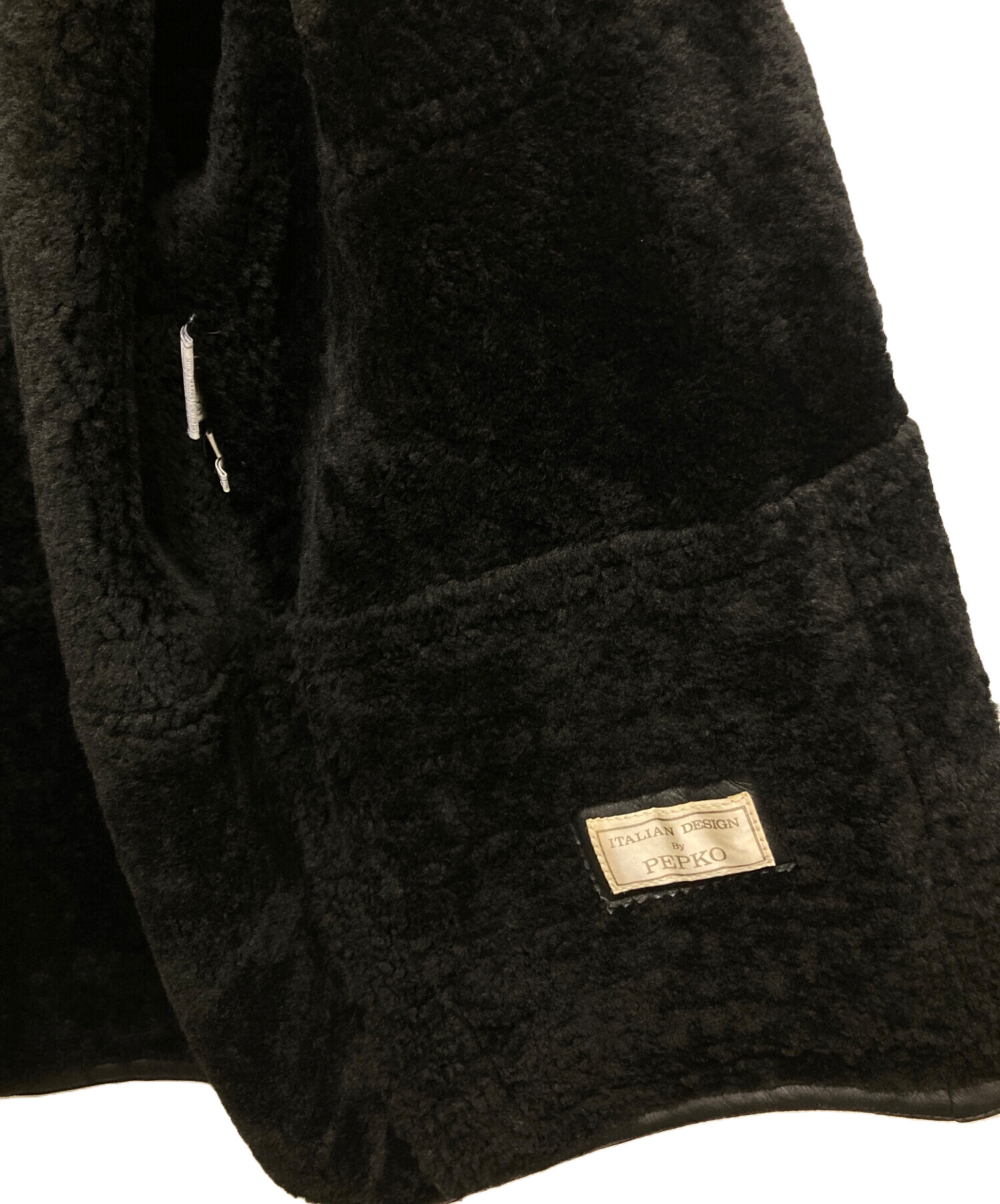 【美品】PEPKO ムートンジャケット レザージャケット 羊革 黒 M 中古・古着通販】PEPKO (ペプコ) ムートンレザージャケット ブラック