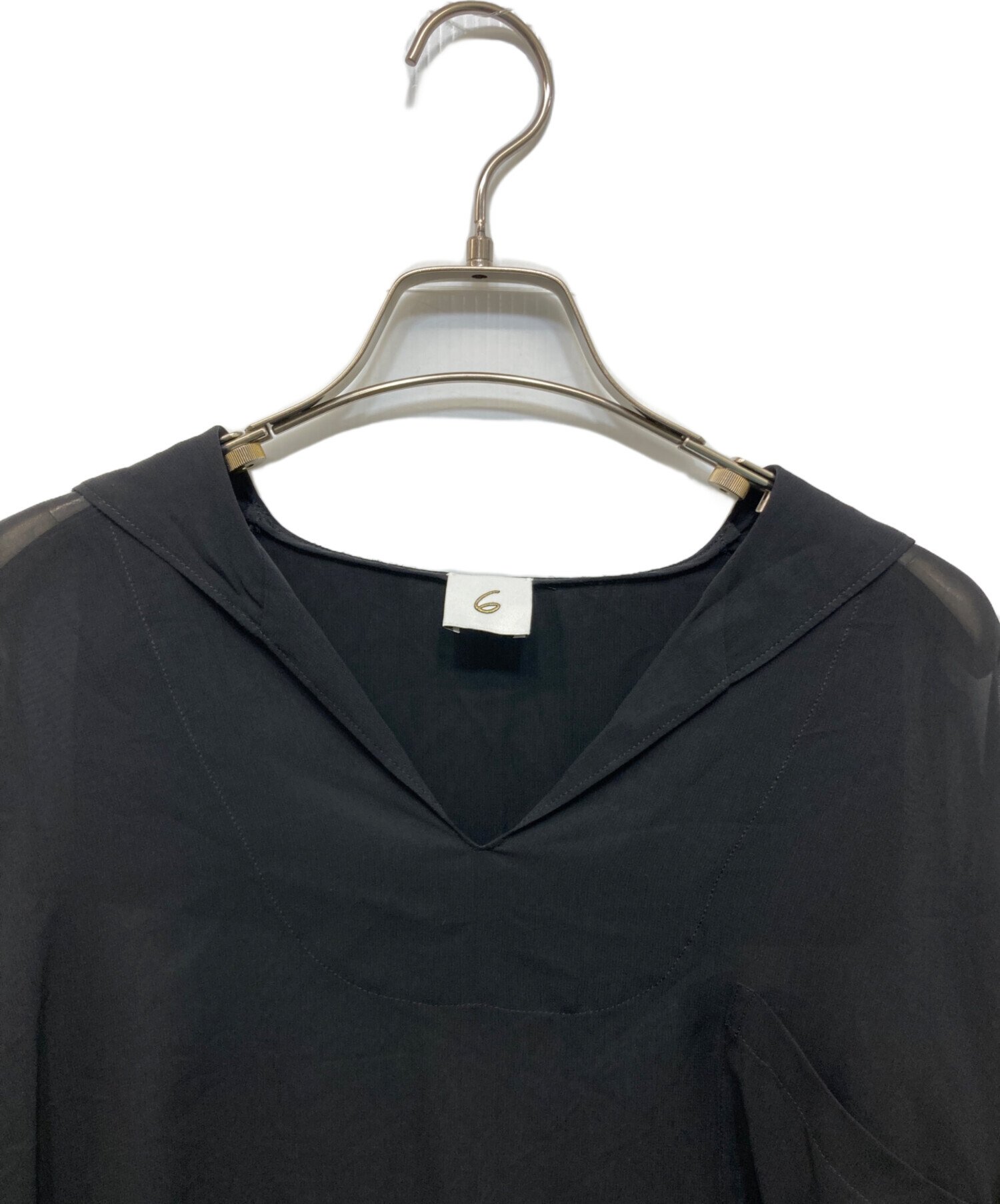 6 ROKU SHEER SAILOR COLLAR BLOUS ブラウス 38 【公式通販】