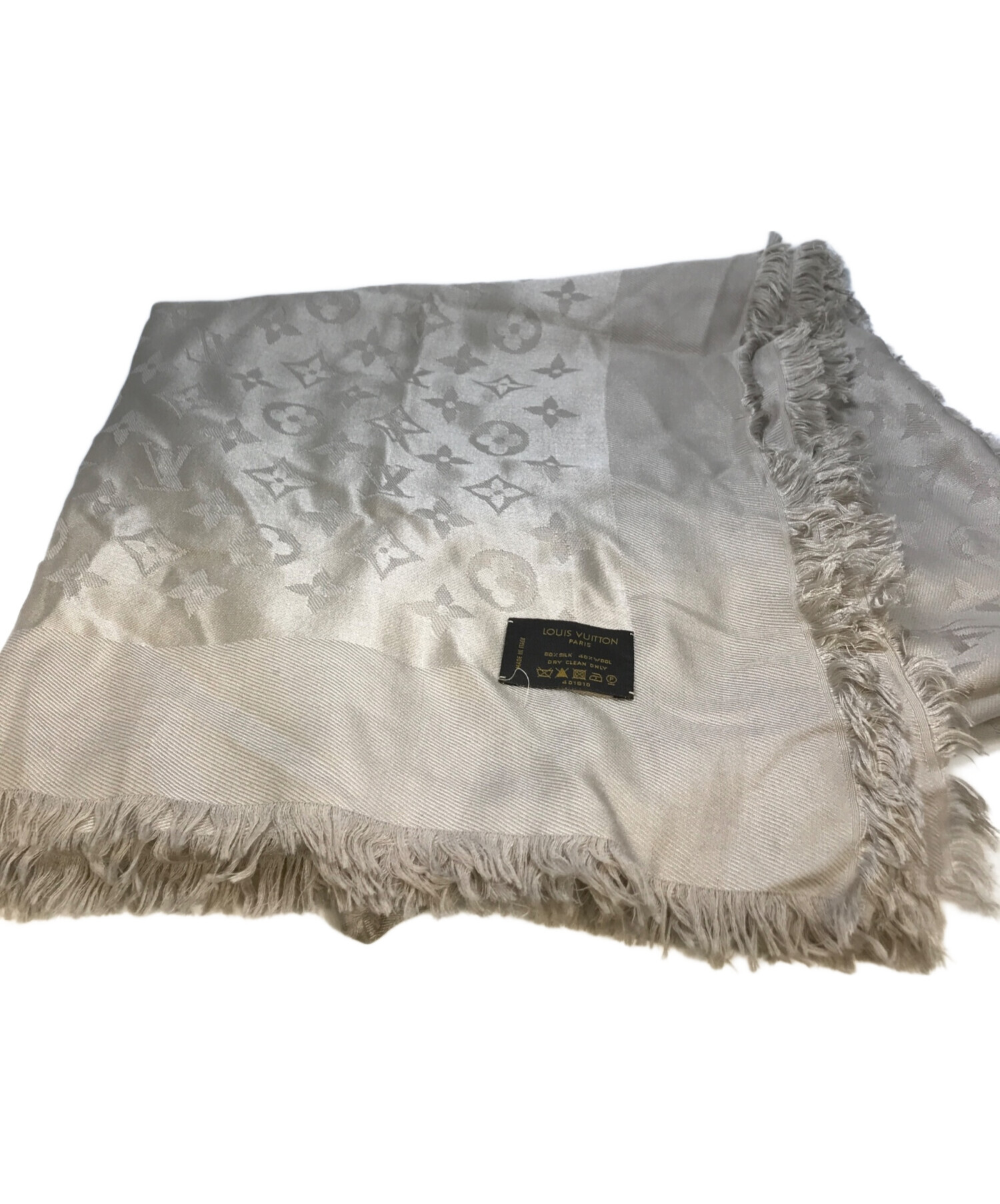 LOUIS VUITTON(ルイヴィトン) 大判ショール　ベージュ 中古・古着通販】LOUIS VUITTON (ルイ ヴィトン) ショール モノグラム