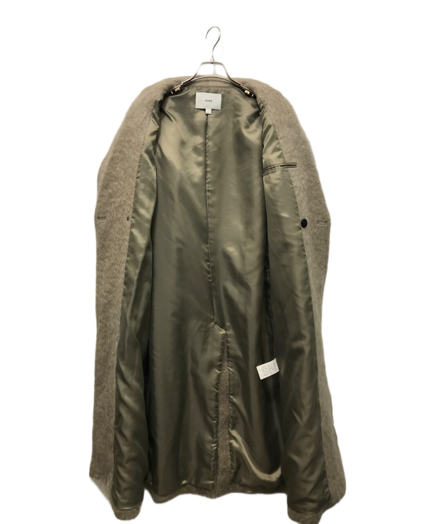 中古・古着通販】HYKE (ハイク) MOHAIR DOUBLE BREASTED COAT カーキ