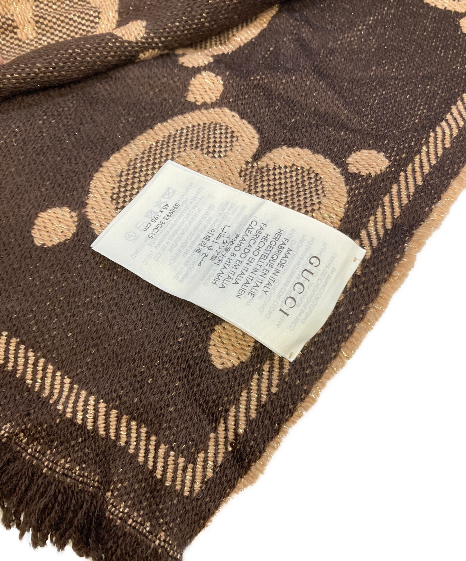 中古・古着通販】GUCCI (グッチ) GGウールラメジャカードスカーフ