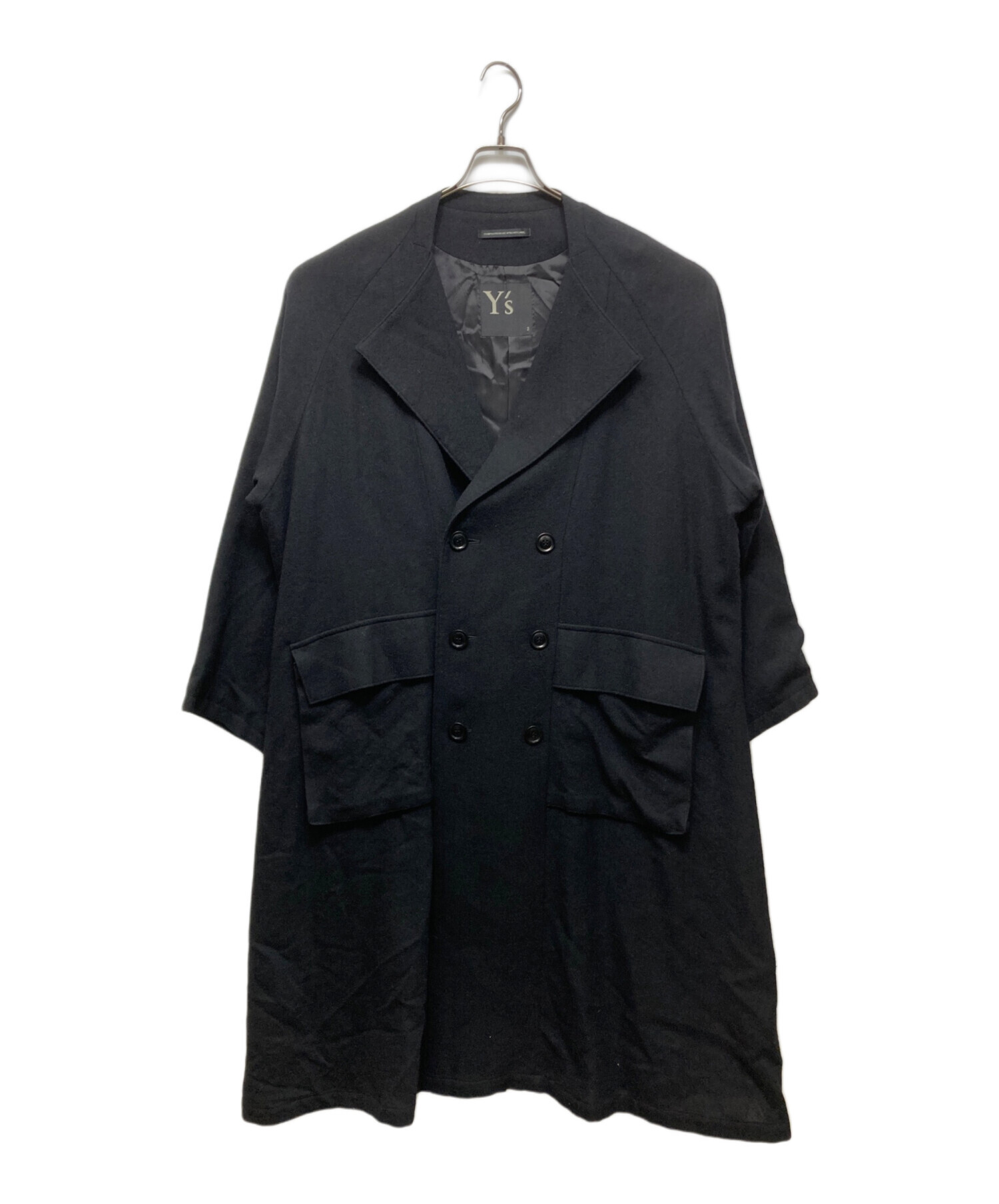 未使用品　Y,s ウール/ピーコート（SALE中） 中古・古着通販】Y's (ワイズ) ウールコート ブラック サイズ:SIZE 2
