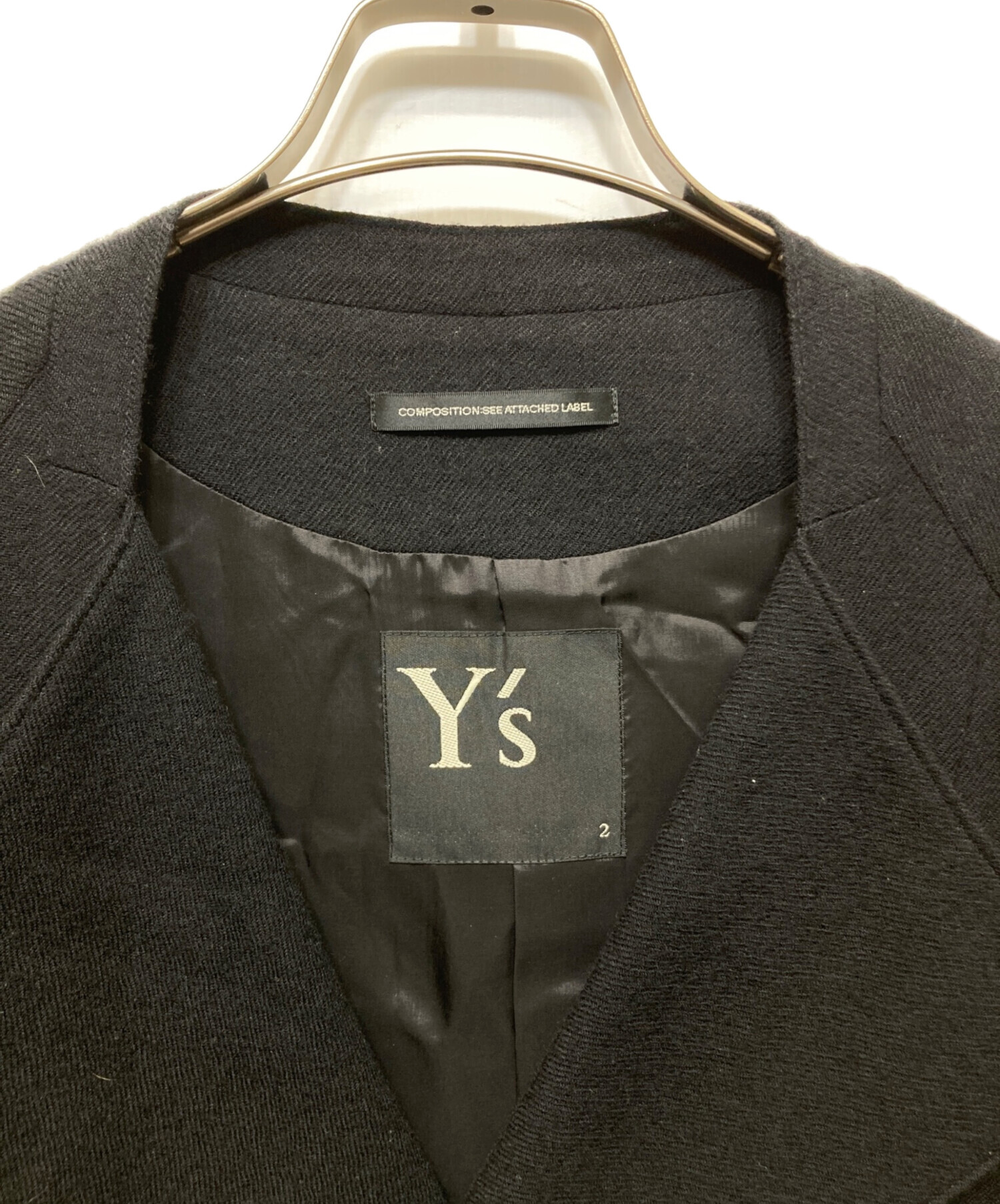 中古・古着通販】Y's (ワイズ) ウールコート ブラック サイズ:SIZE 2