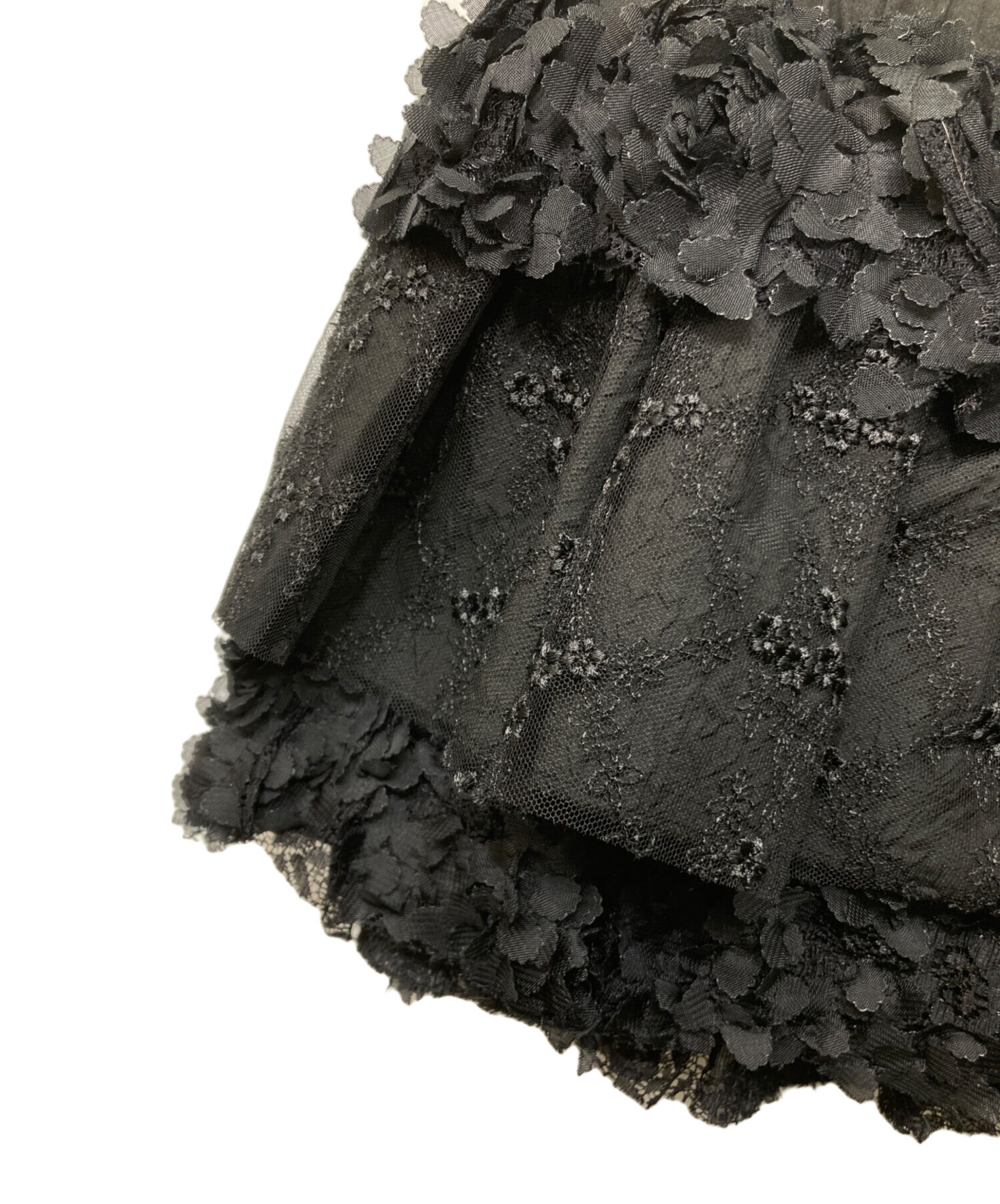 中古・古着通販】GLOWNY (グロウニー) LACE RUFFLE MINI SKIRT