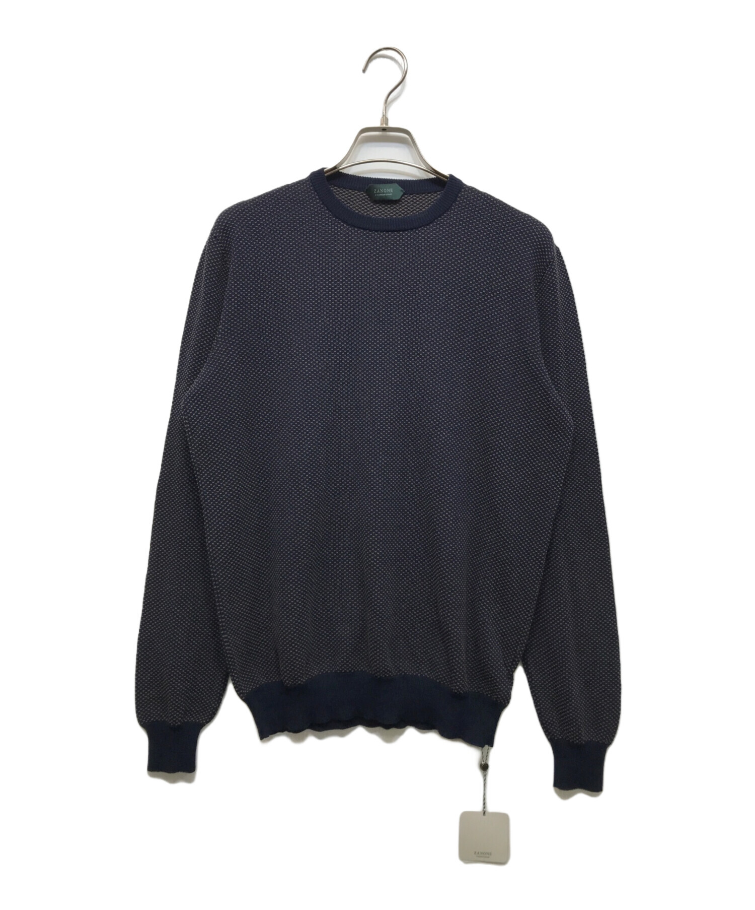 中古・古着通販】Zanone (ザノーネ) 総柄ニット ネイビー サイズ 中古・古着通販】Zanone (ザノーネ) 総柄ニット ネイビー サイズ