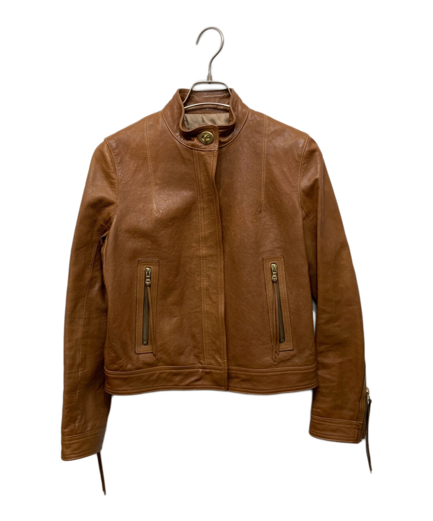 COACH コーチ 本革 シングルライダースジャケット ブラウン 定価11万以上 COACH コーチ 本革 シングルライダースジャケット ブラウン 定価11万