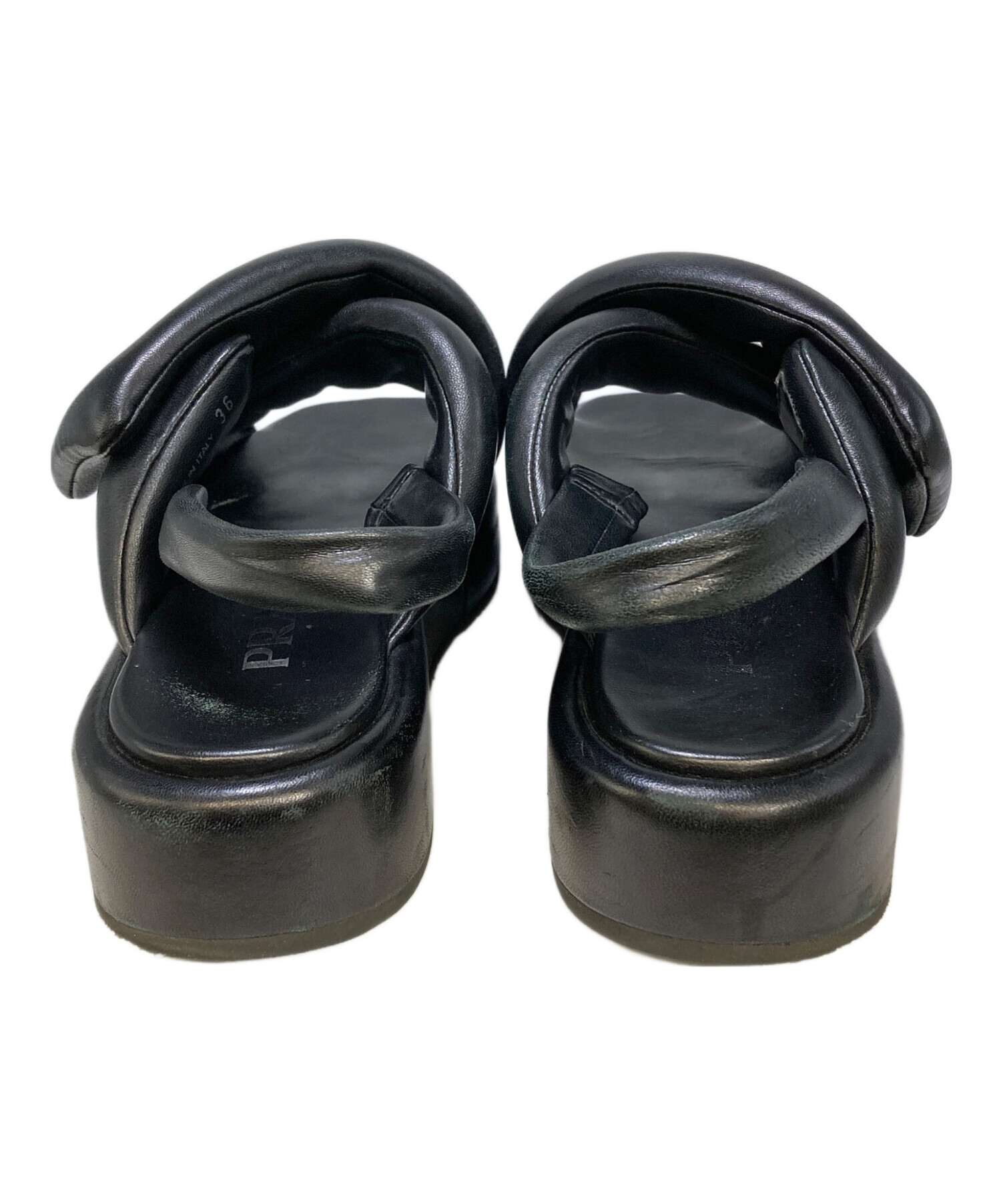 PRADA パデッドレザー サンダル ブラック　38.5 中古・古着通販】PRADA (プラダ) パデットナッパレザーサンダル