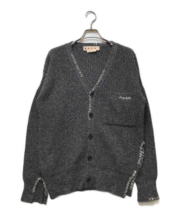 MARNI マルニ ショートカーディガン Vネック グレー m766 中古・古着通販】MARNI (マルニ) ステッチVネックカーディガン グレー