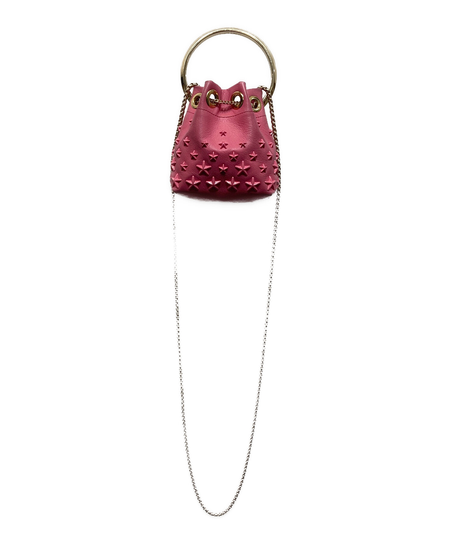 未使用級　ジミーチュウ　ハンドバッグ　2way メタリックピンク 中古・古着通販】JIMMY CHOO (ジミーチュウ) MICRO BON BON ピンク