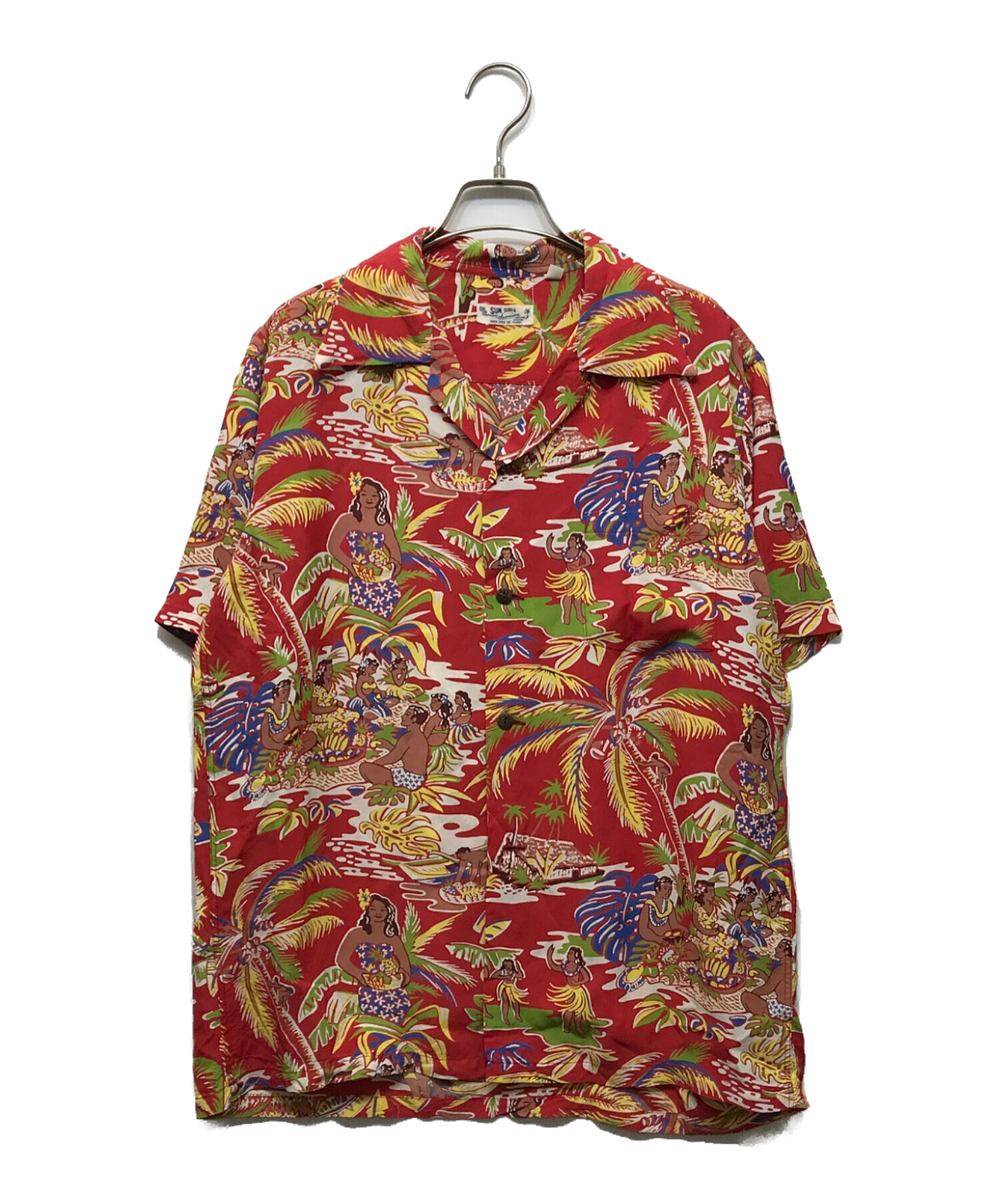 SUN SURF サンサーフ レーヨン アロハシャツ L 赤 中古・古着通販】Sun Surf (サンサーフ) アロハシャツ レッド サイズ:L