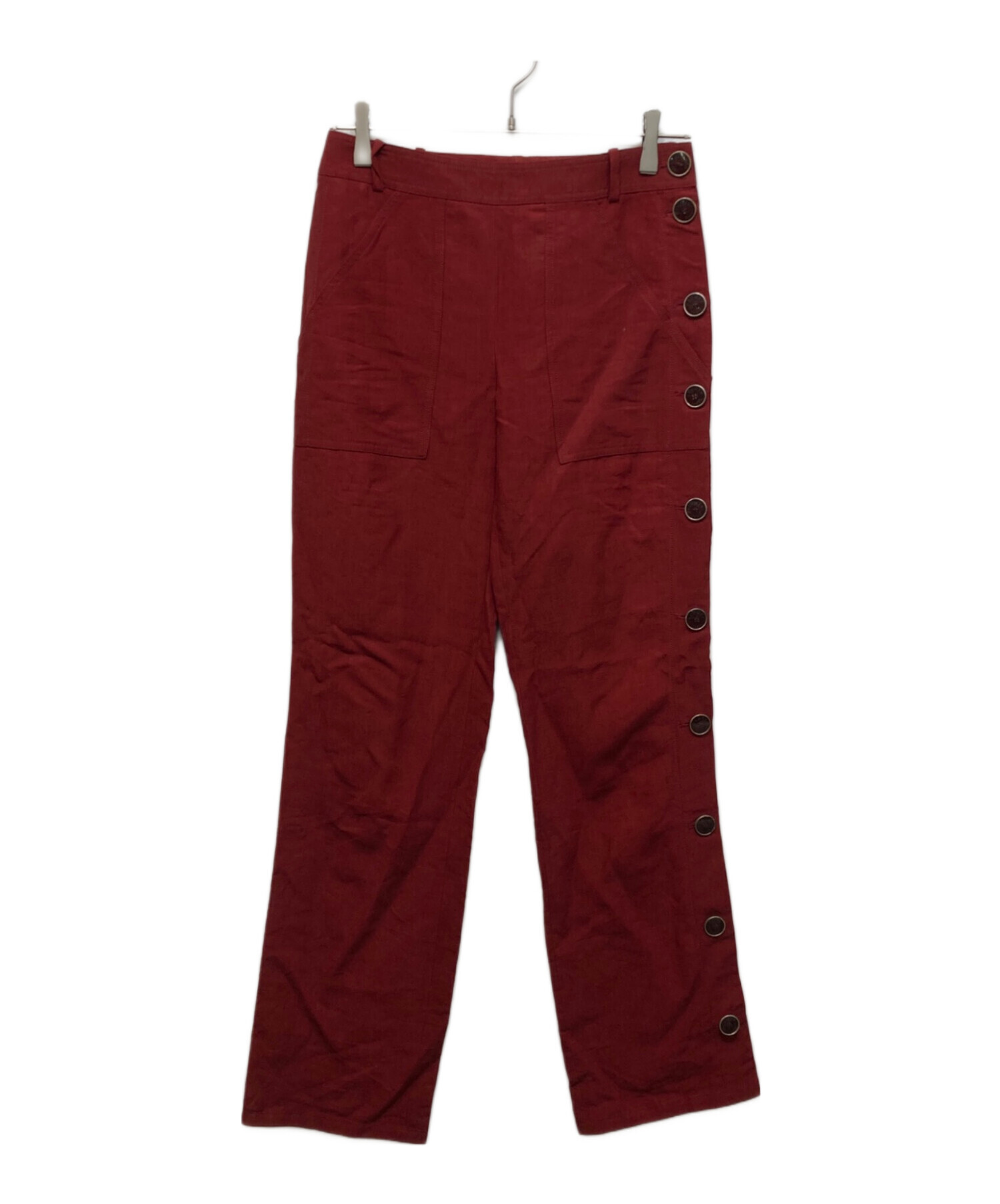 HERMES リネンスラックス 中古・古着通販】HERMES (エルメス) リネンパンツ レッド サイズ:36