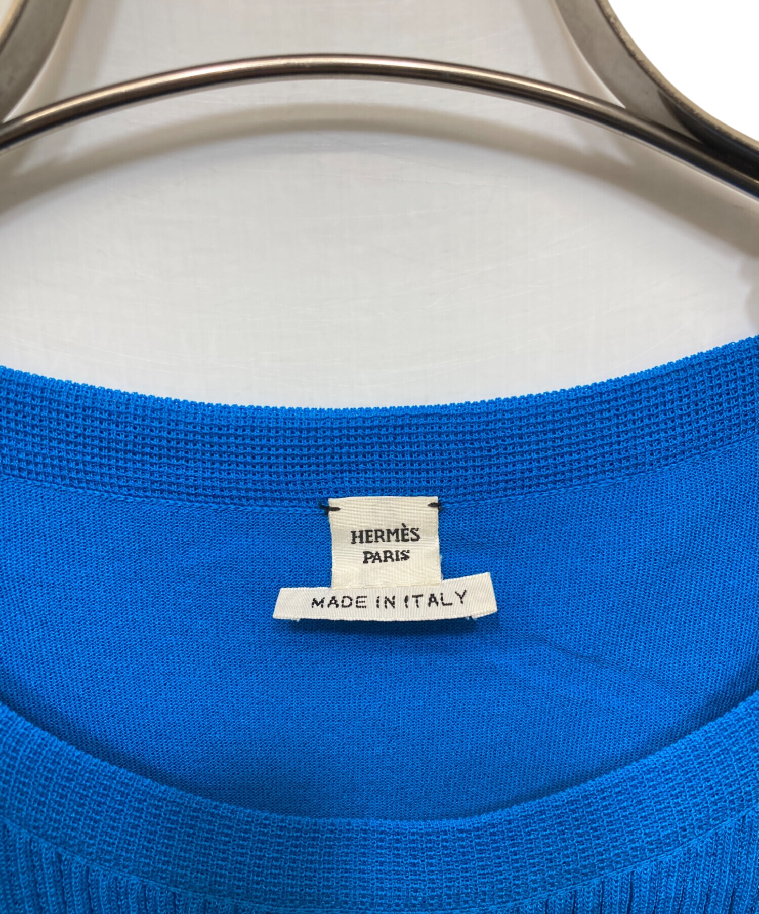 エルメス34ワンピースシルク 中古・古着通販】HERMES (エルメス) シルク混ワンピース ブルー サイズ