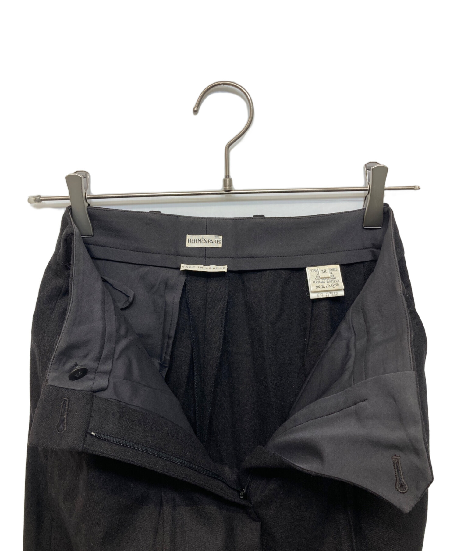 ◇美品 HERMES メンズ ブラックセンタープレスパンツ 綿＆麻 中古・古着通販】HERMES (エルメス) ウールセンタープレスパンツ
