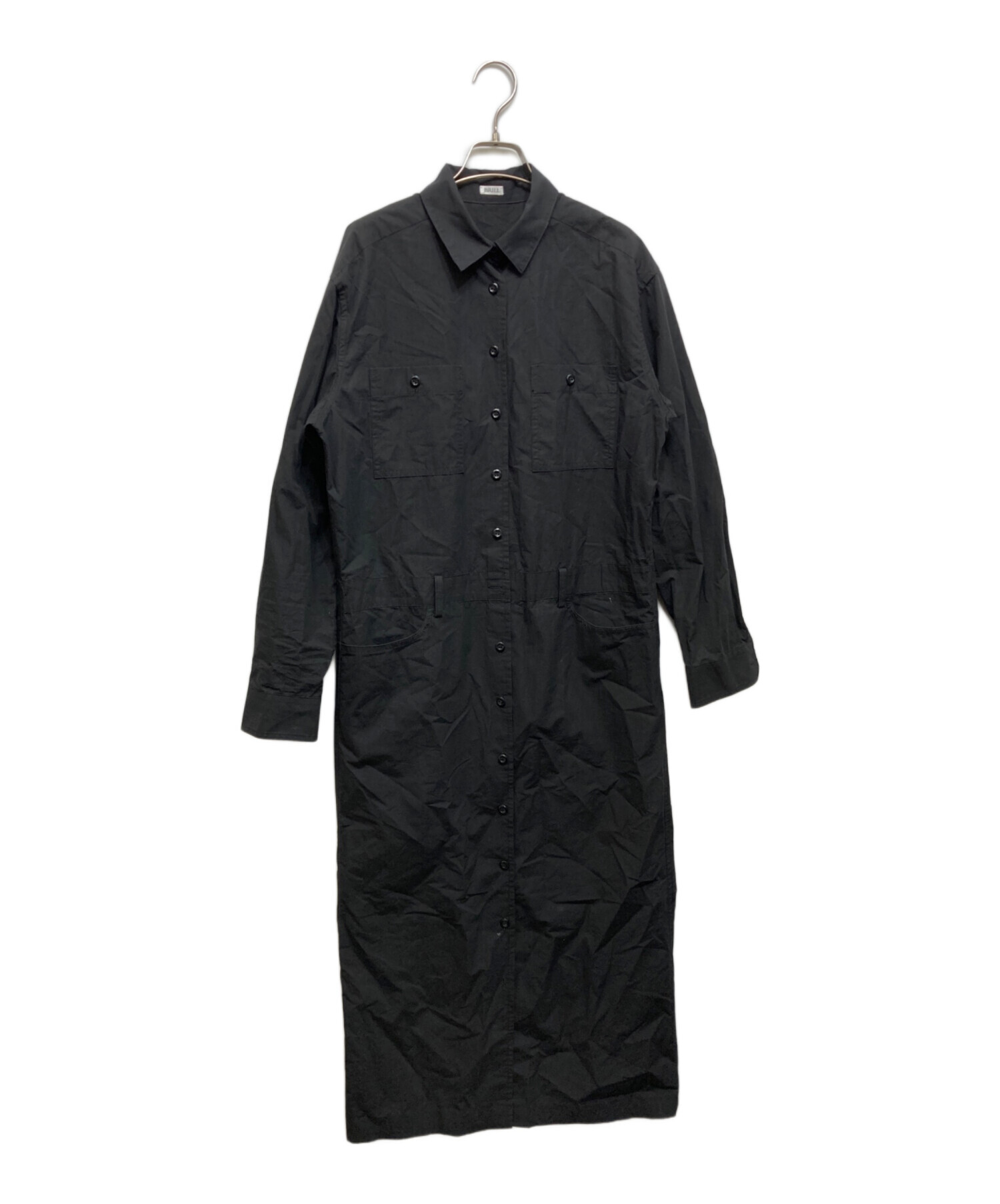☆ご予約品　新品未使用 BRILL ロングシャツワンピース　ブラック 中古・古着通販】BRILL (ブリル) ロングシャツワンピース ブラック